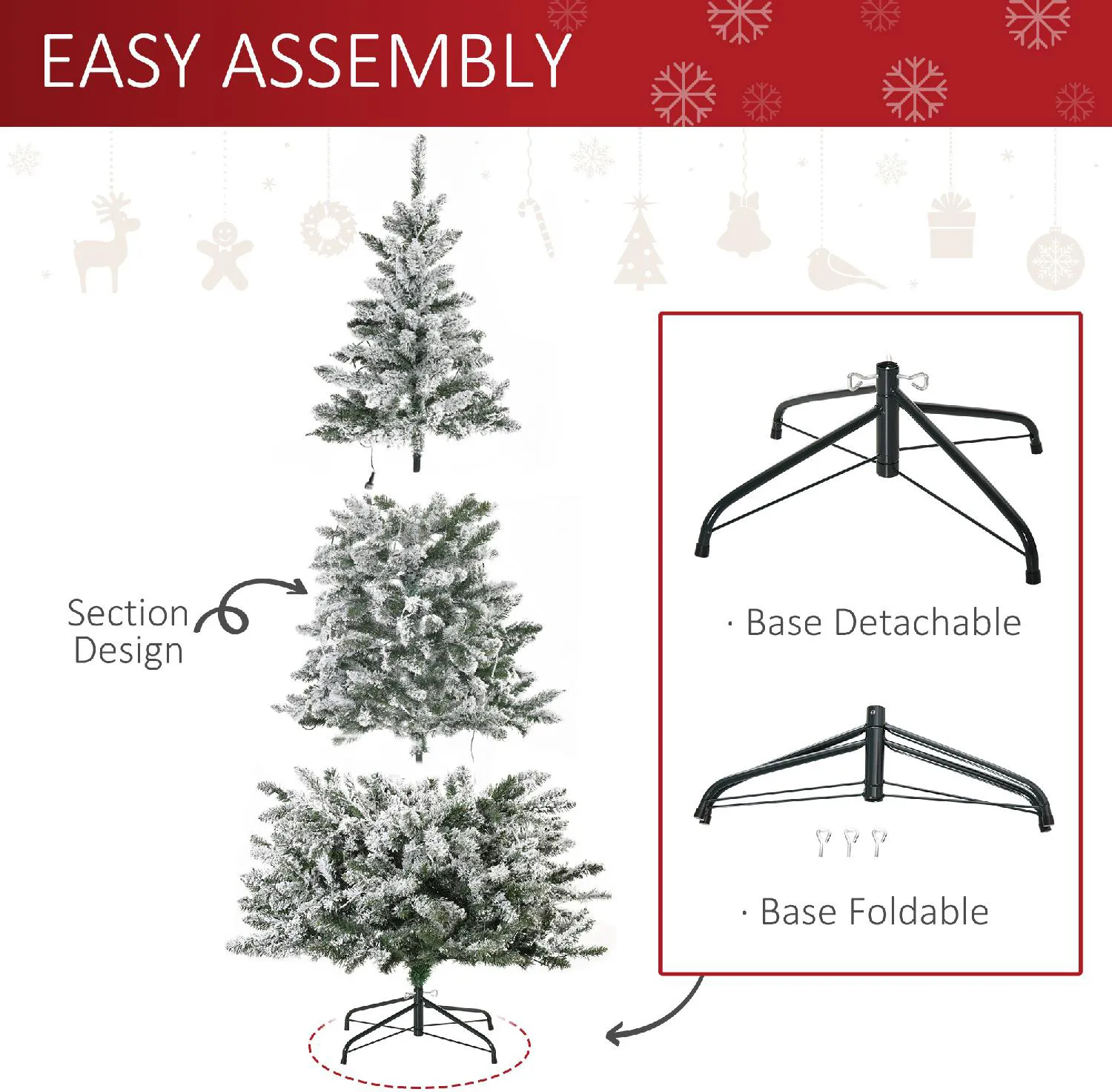 DecHome Albero di Natale h. 210 cm Pieghevole con Base Rimovibile 210cm  Verde