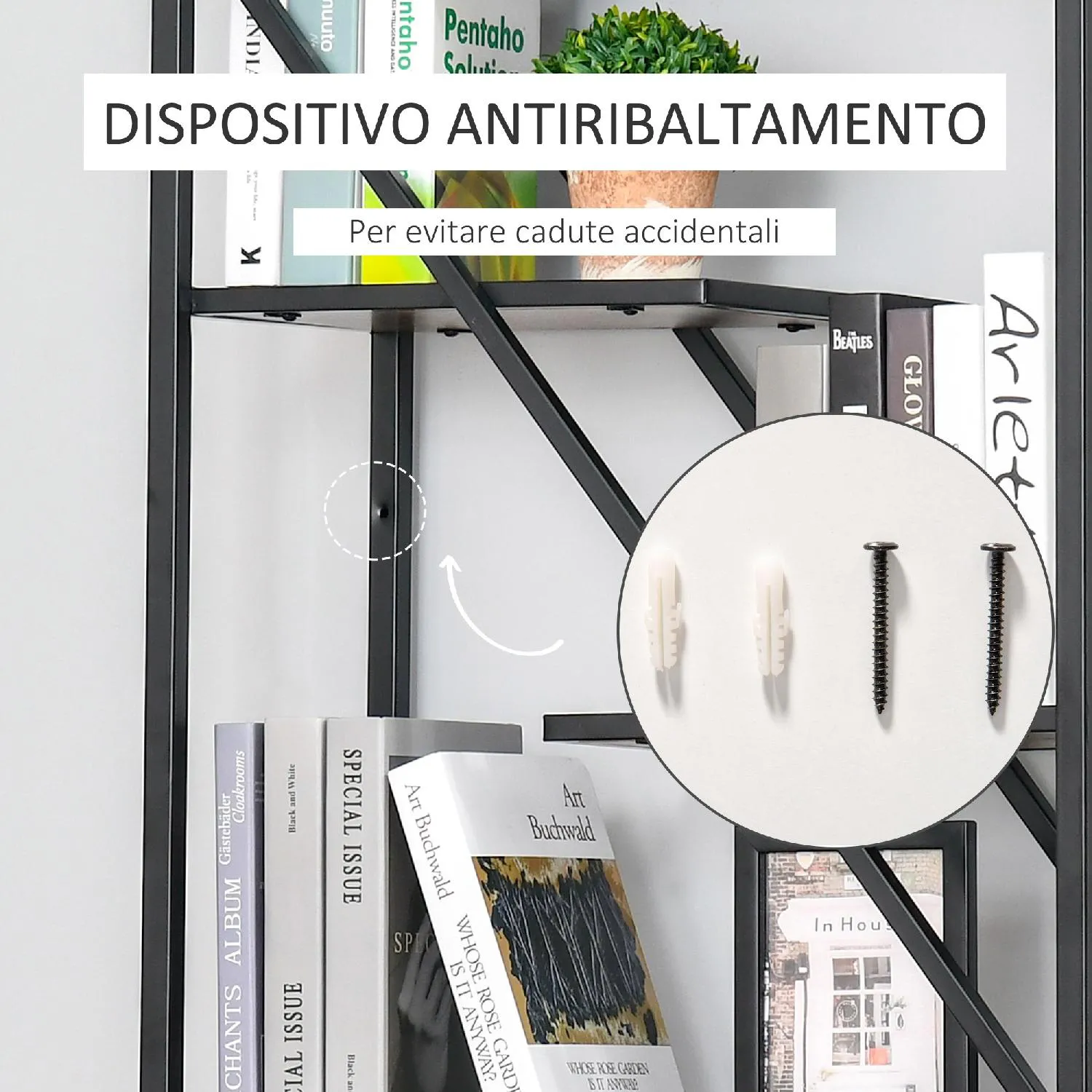 DecHome Libreria a Muro con Ripiani Asimmetrici Scaffale a Parete