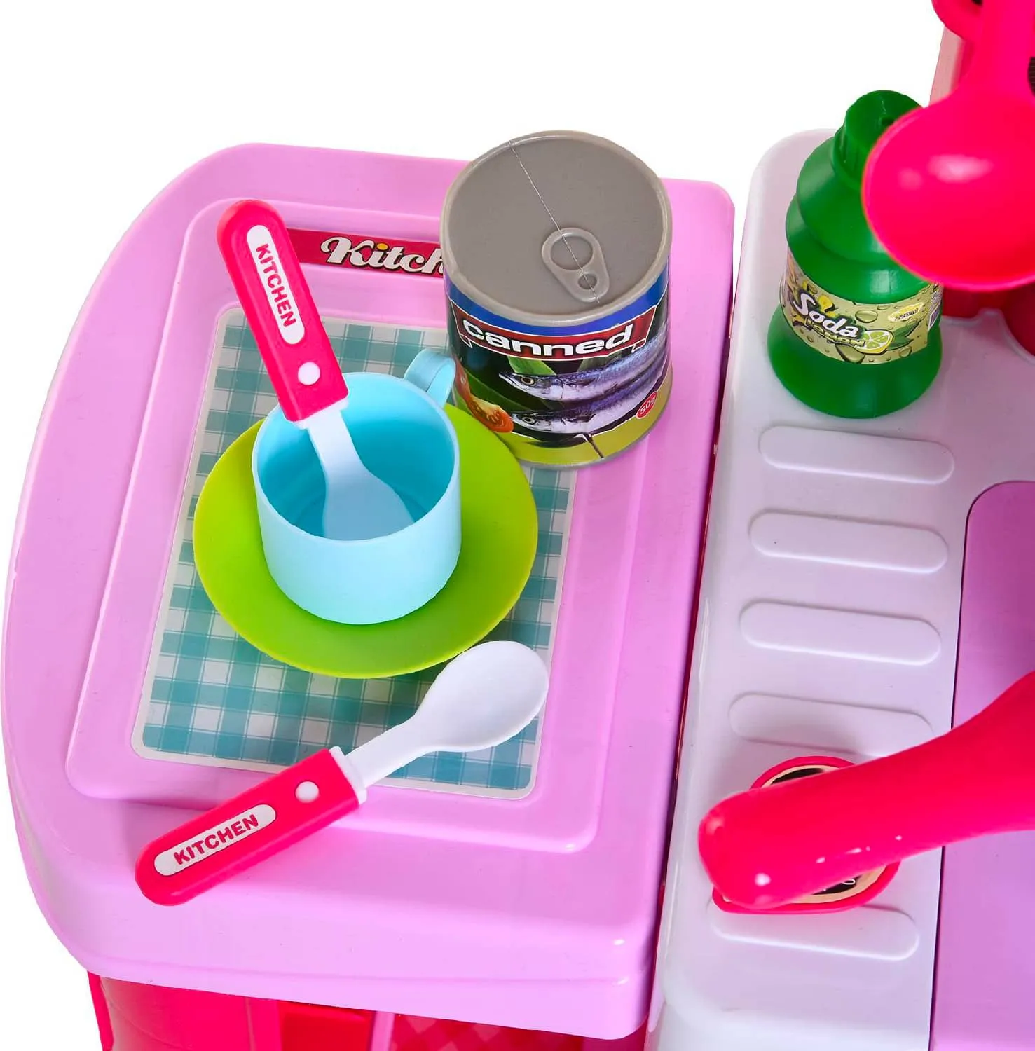 DecHome Cucina Giocattolo con Luce e Suono Playset per Bambini da 3+ Anni  colore Rosa - 350047
