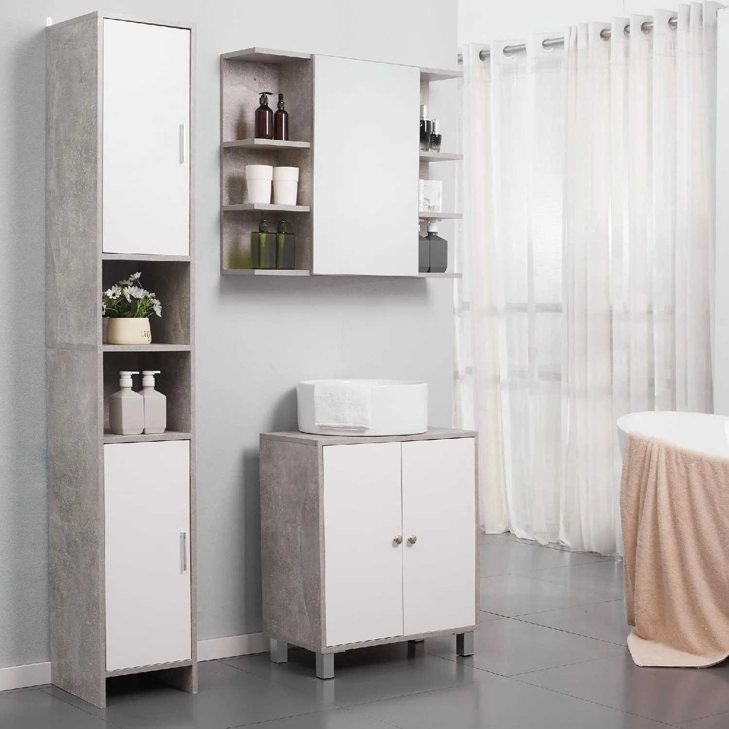 DecHome Colonna Bagno con Mensole e Armadietti Mobile Alto