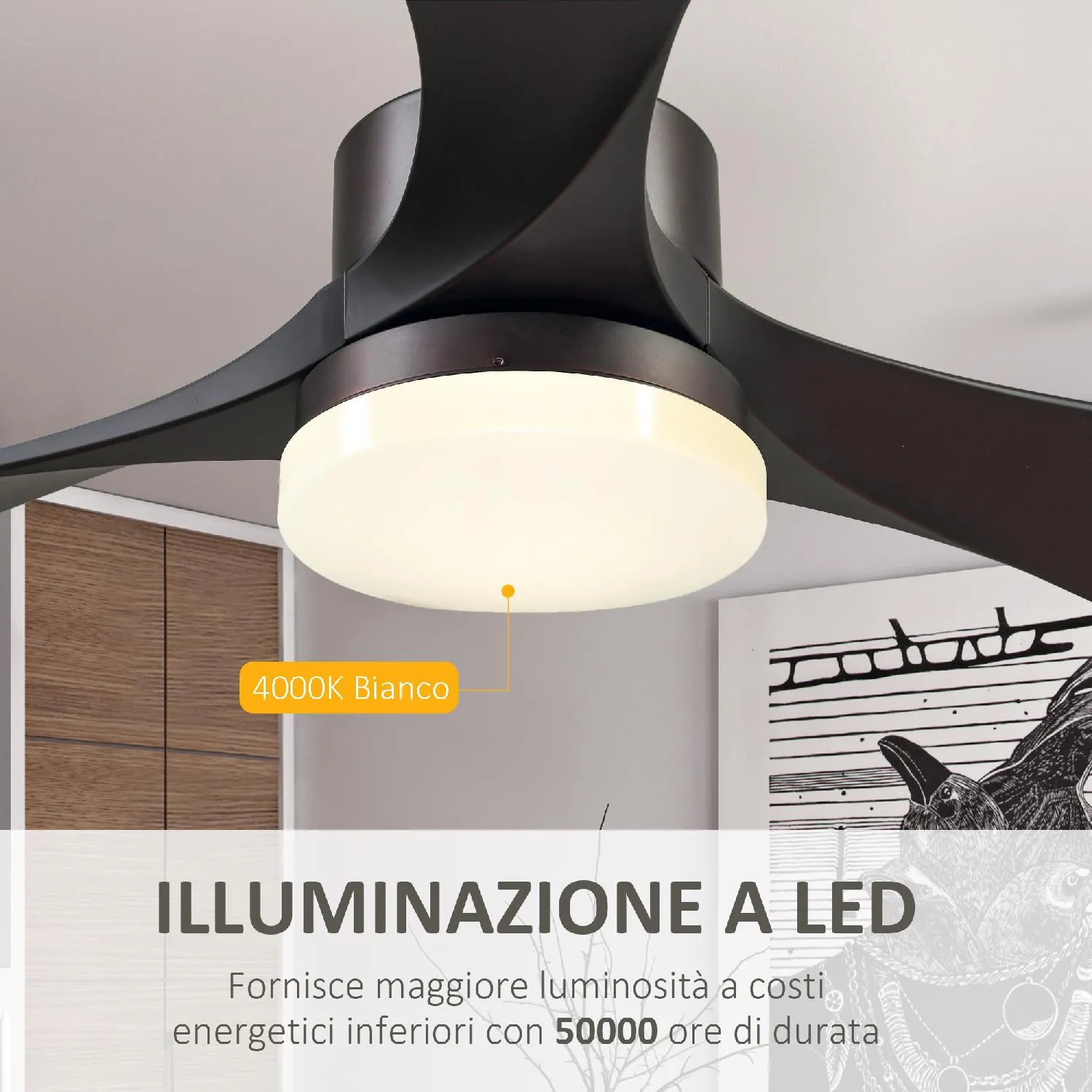 Ventilatore da Soffitto con Luce 6 Velocità DecHome 394BN/B31 Prezzi in  Offerta