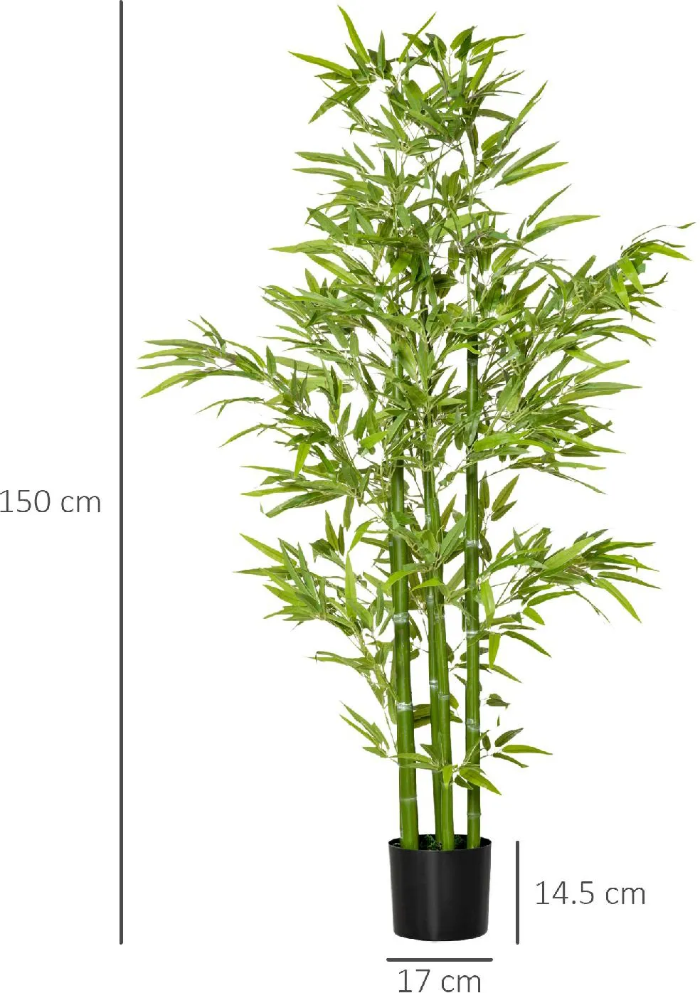 DecHome Pianta Finta di Bambù Alta 150cm con Vaso Incluso per Interno ed  Esterno Verde - 801DH47