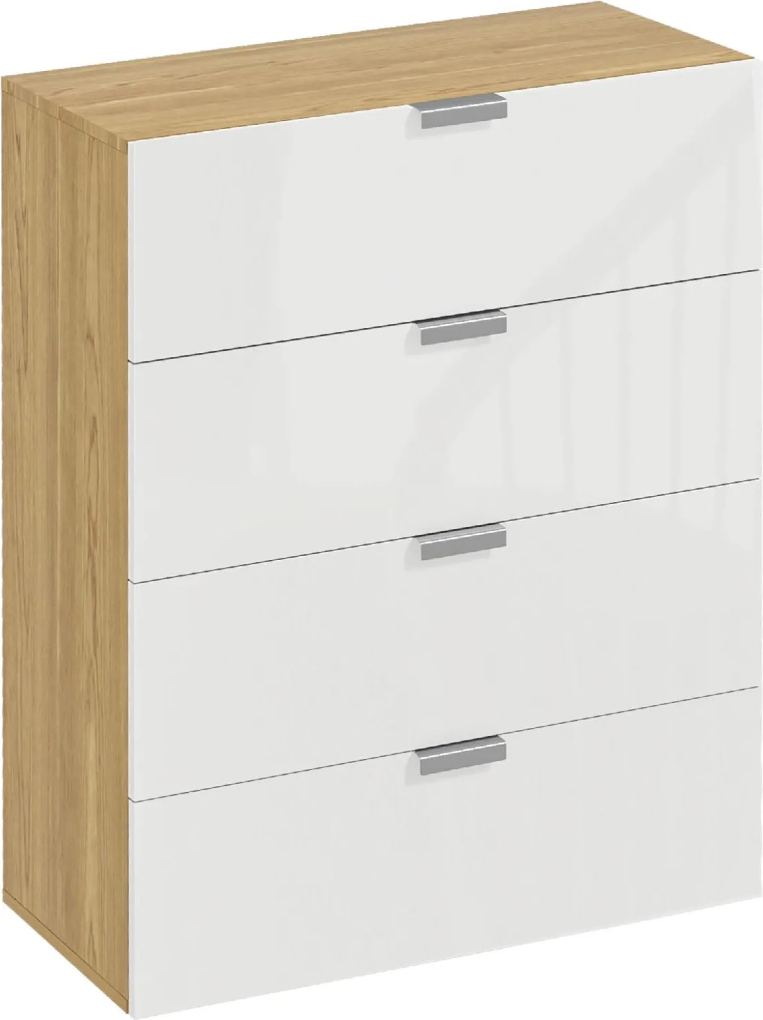 DecHome Cassettiera con 4 Cassetti per Soggiorno e Camera da Letto con  Maniglie in Lega di Alluminio 70x35x92cm Bianco