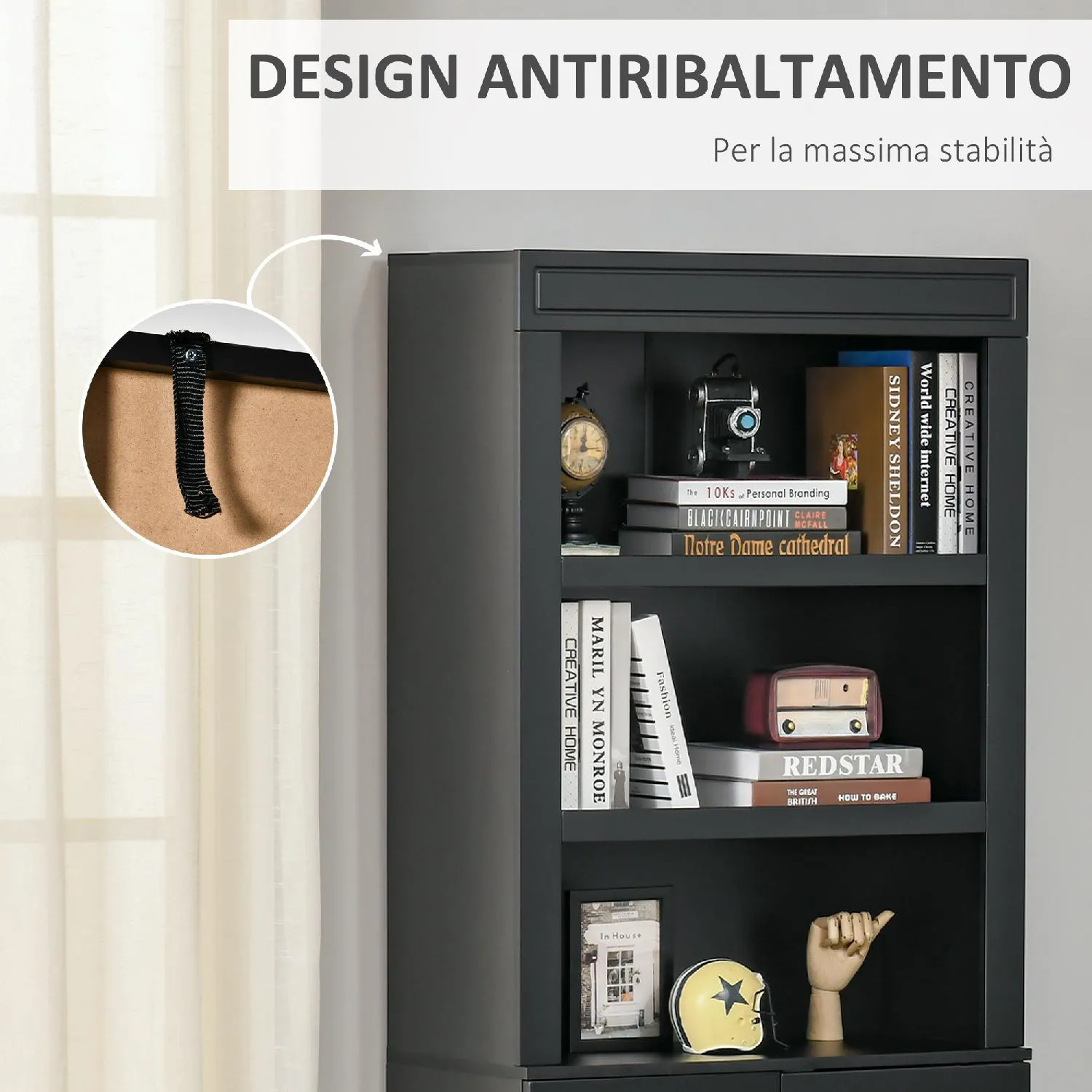 Mobile credenza cucina salvaspazio con ripiani legno 90 ? 39 ? 169cm homcom  IT835-0670631 - IdeaLuceStore