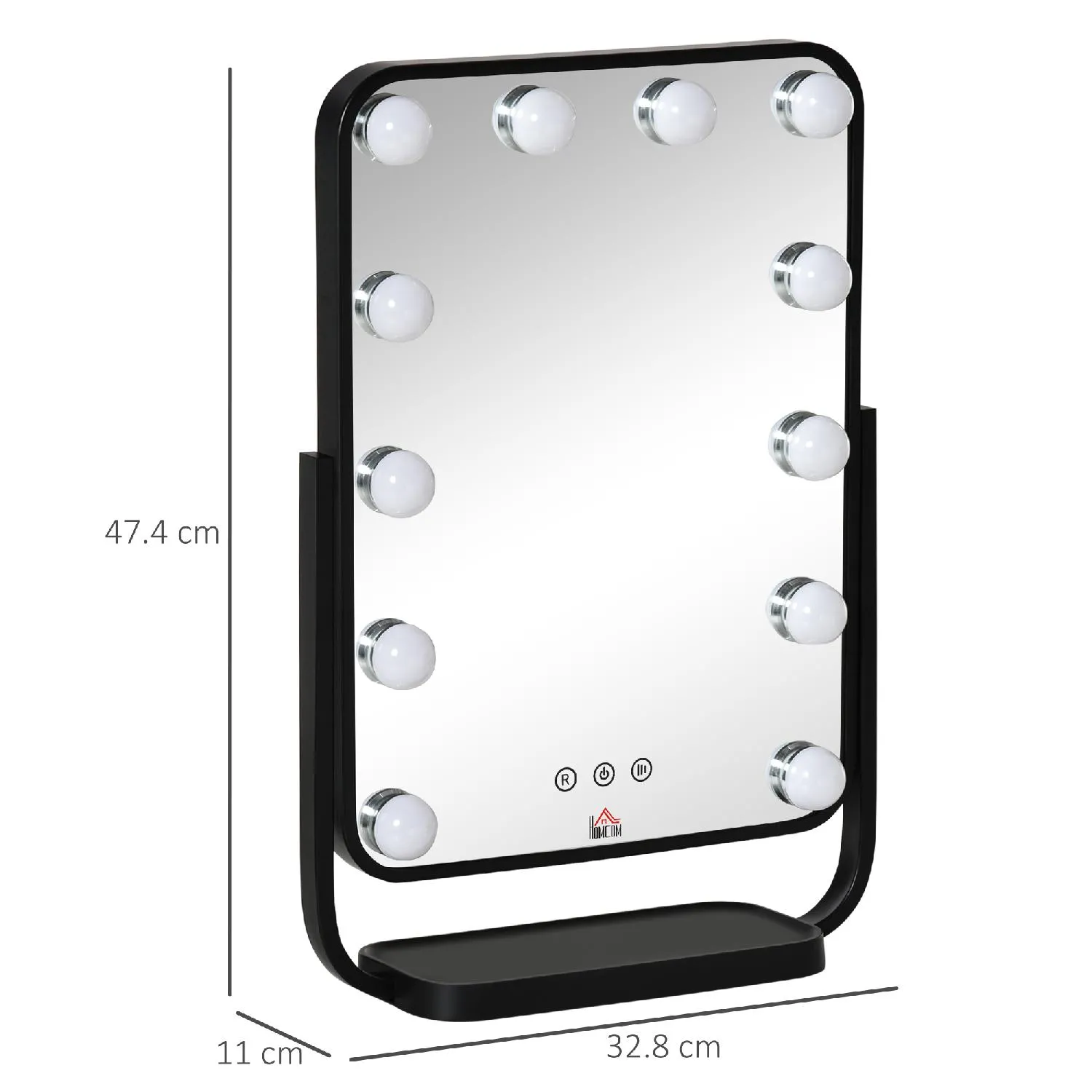 DecHome Specchio Trucco Illuminato Inclinabile con 12 Luci LED e Luminosità  Regolabile 32.8Lx11x47.4cm - 493V90831