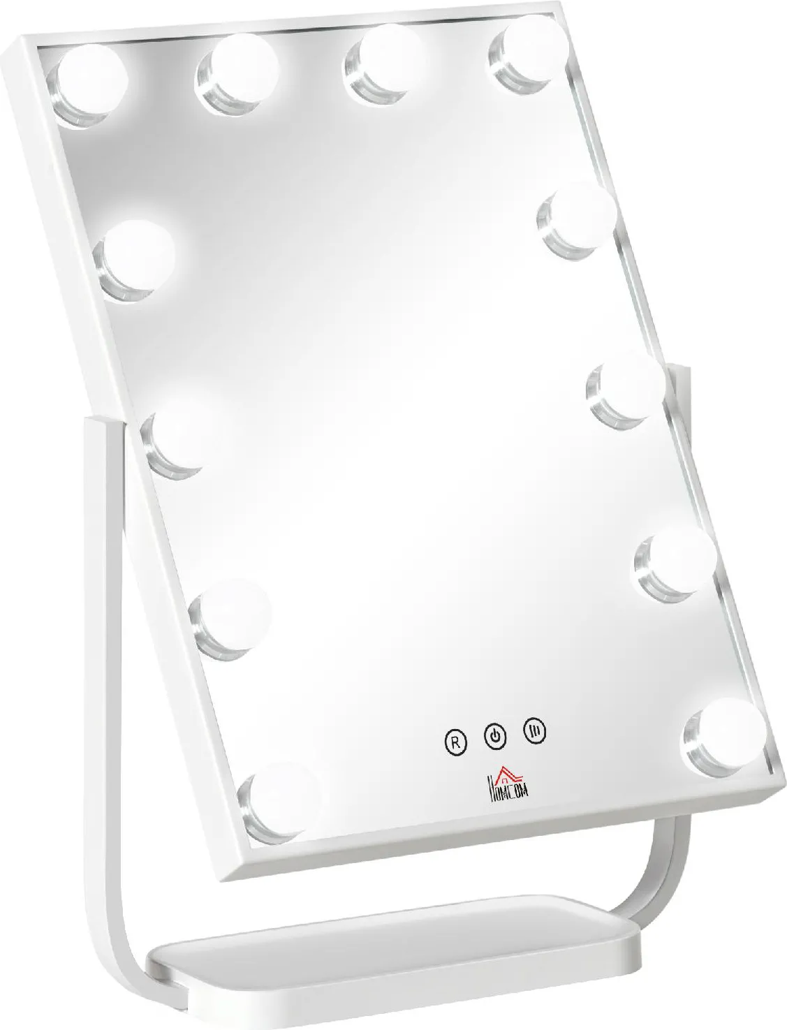 Specchio Trucco Illuminato Inclinabile con 12 Luci LED e Luminosità  Regolabile 32.8Lx11x47.4cm - 494V90831