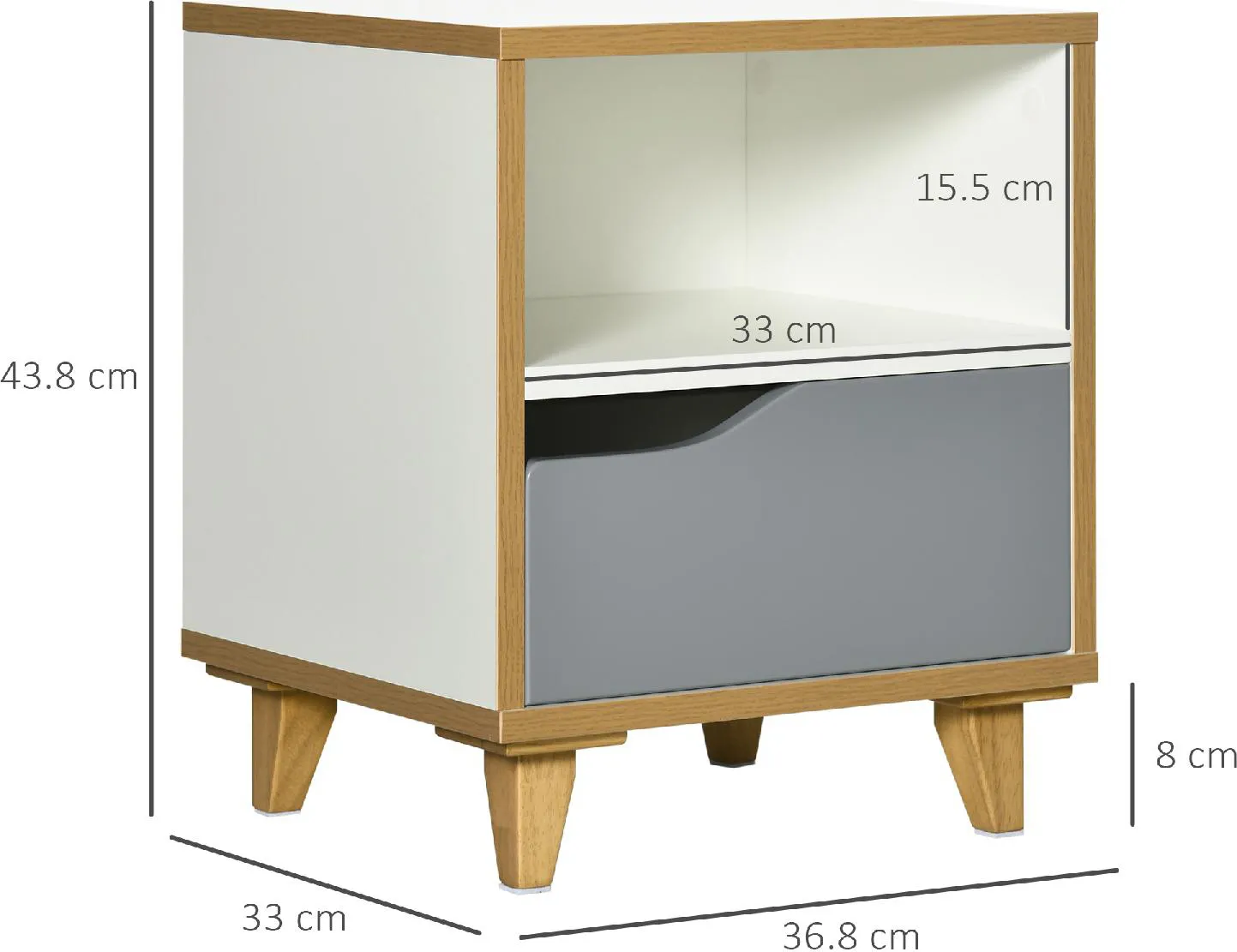 DecHome Comodino Salvaspazio con 2 Cassetti in MDF 40x39x48cm Bianco -  484831