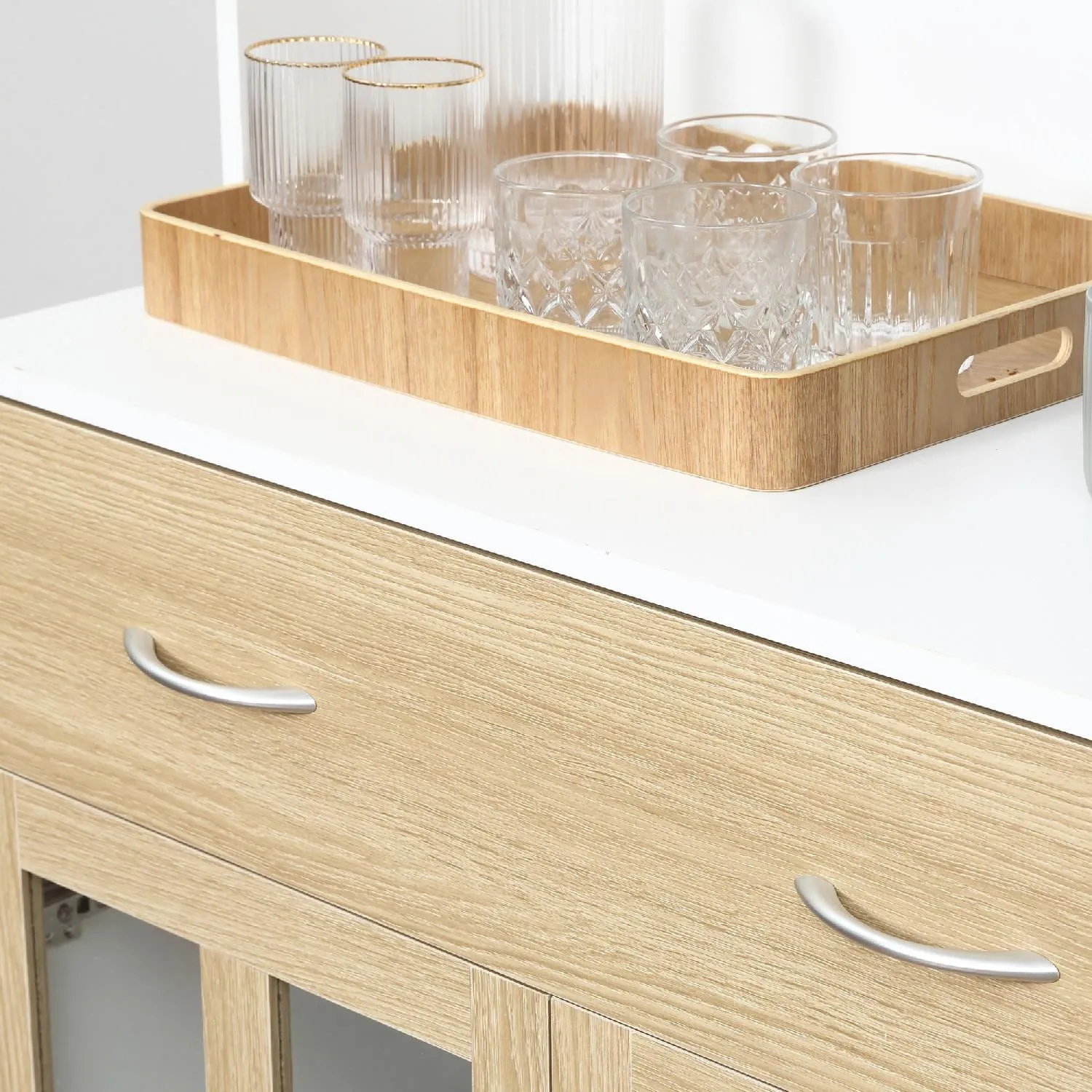 DecHome Credenza Cucina in Legno con 2 Cassetti Armadietti con