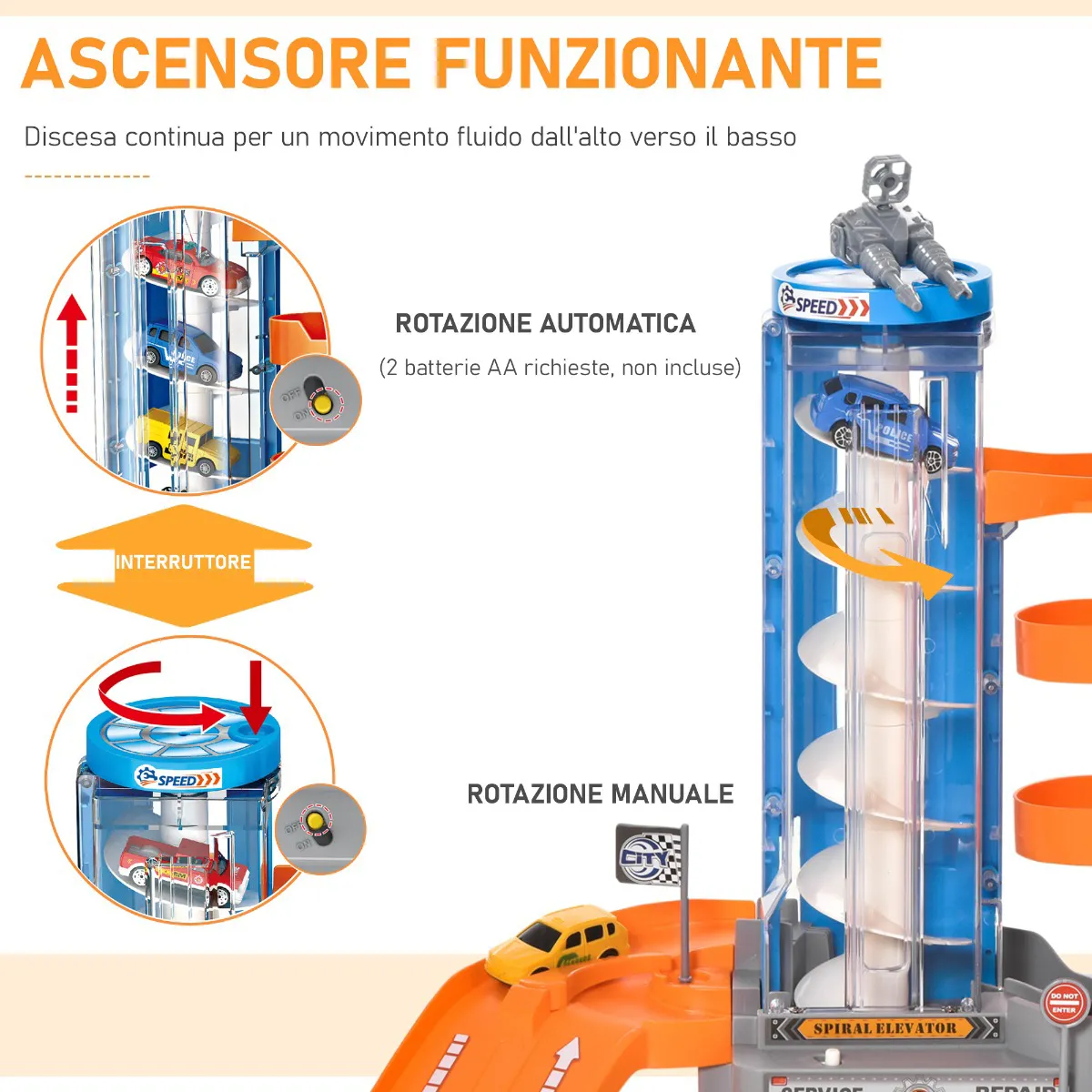 DecHome Garage Giocattolo a 4 Livelli con Rampe e Macchinine