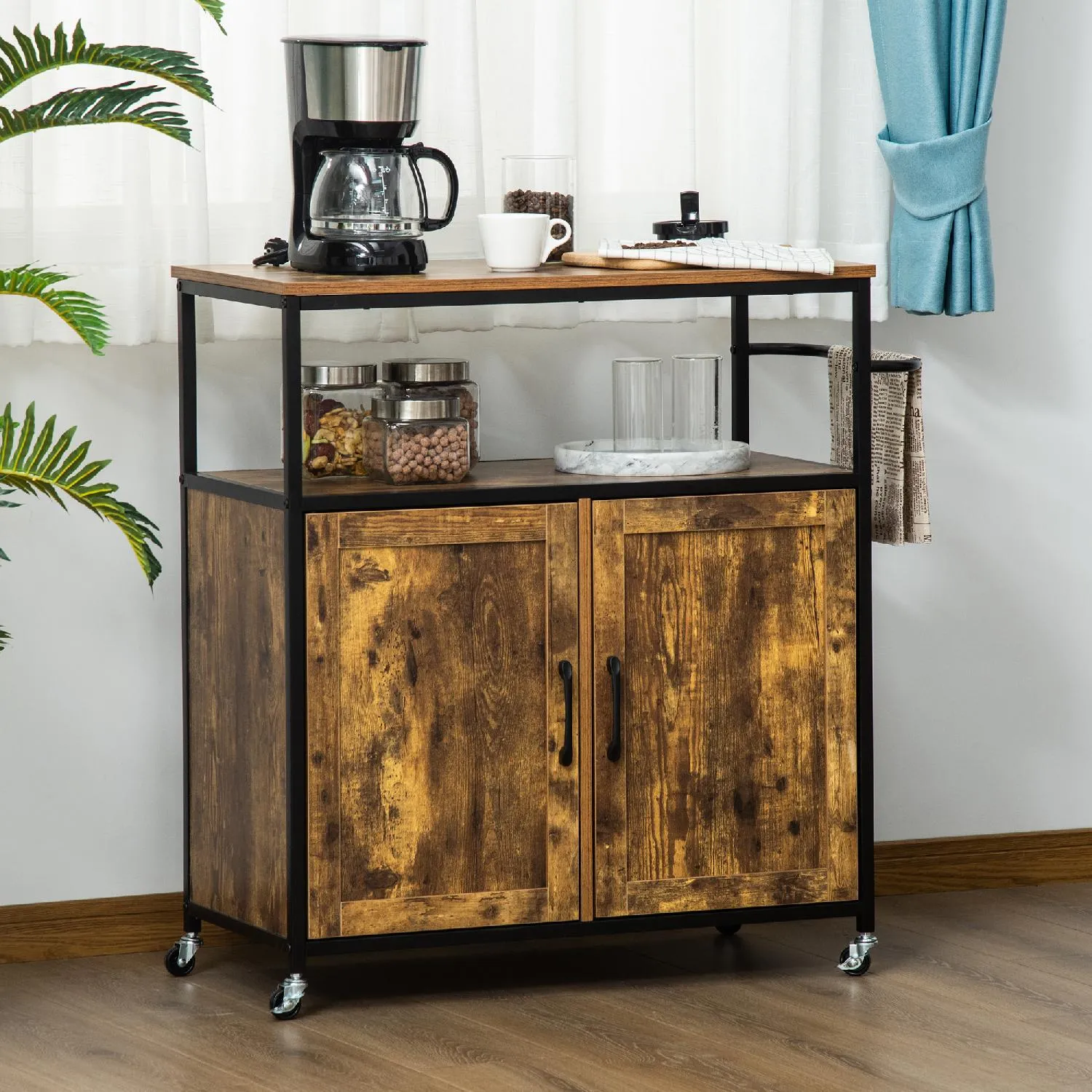 Il numero 1 del risparmio-CARRELLO DA CUCINA CON CASSETTO PORTA ASCIUGAMANI  E RUOTE 65 X 48 X 90 CM