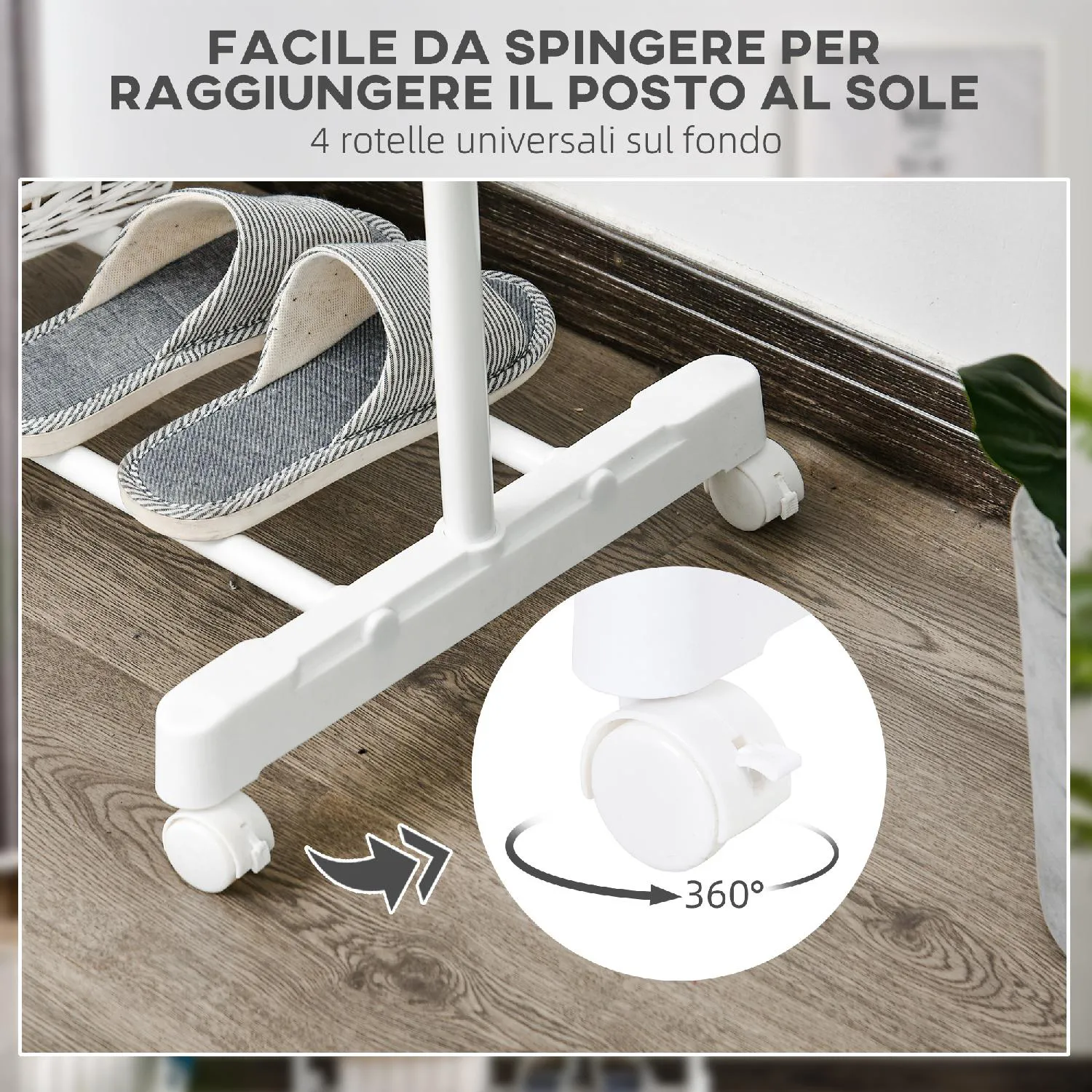 DecHome Appendiabiti Stender ad Altezza Regolabile con Fondo Portaoggetti e  4 Ruote 68.5x42x87-145 cm