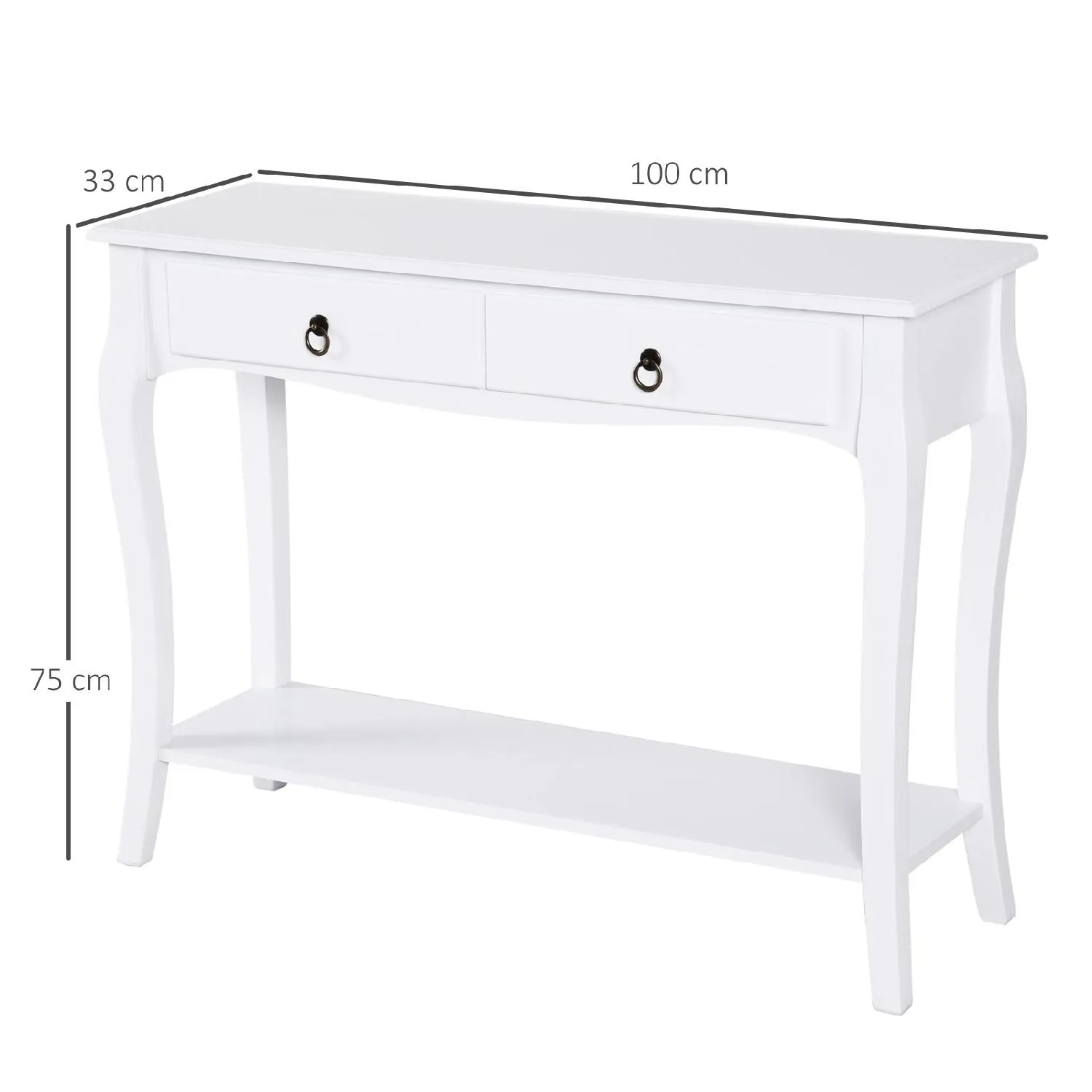 Tavolo Consolle per Ingresso Bianco Opaco 100x33x76 cm – acquista