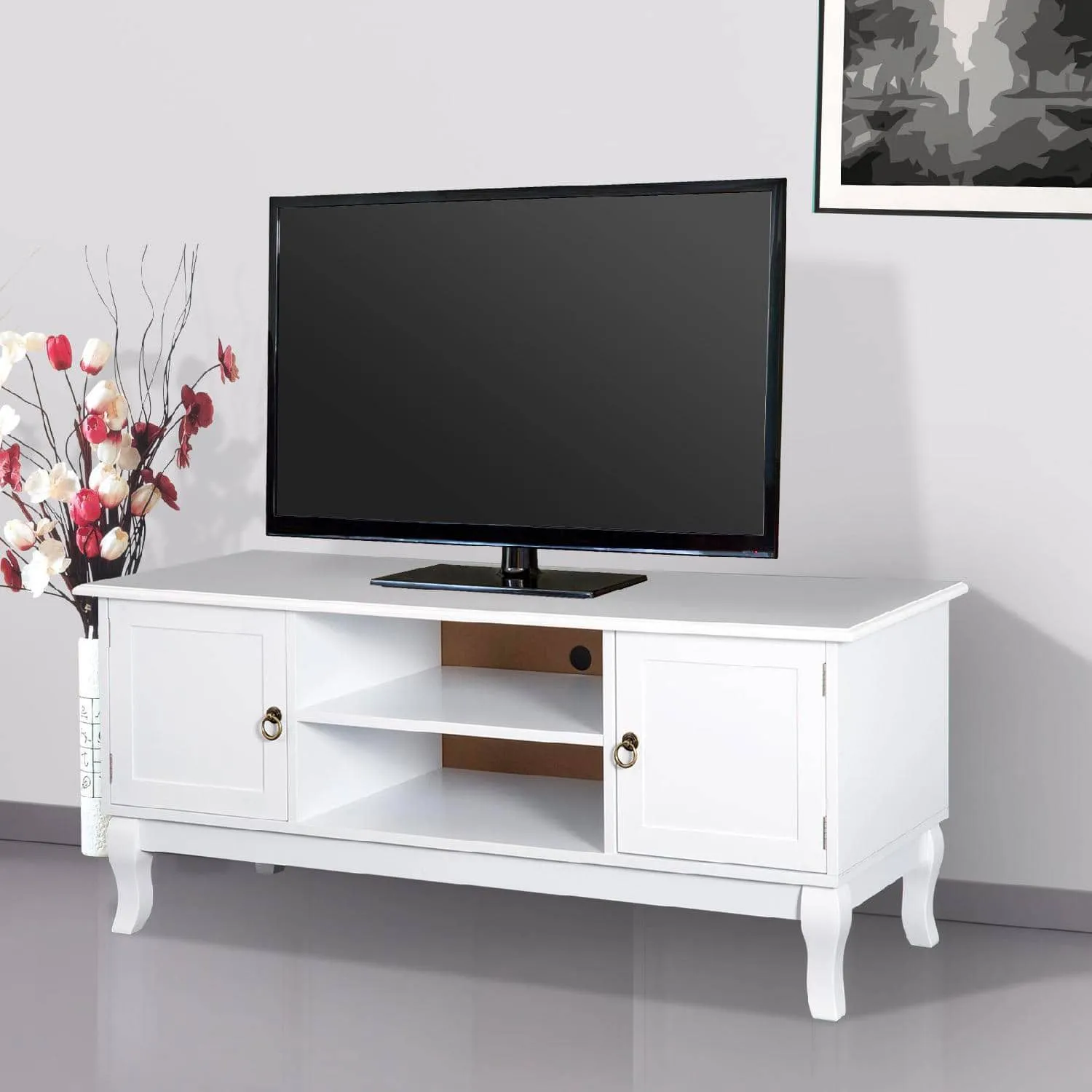 DecHome Mobile TV Basso colore Bianco Opaco 120x45x50 cm - 833410