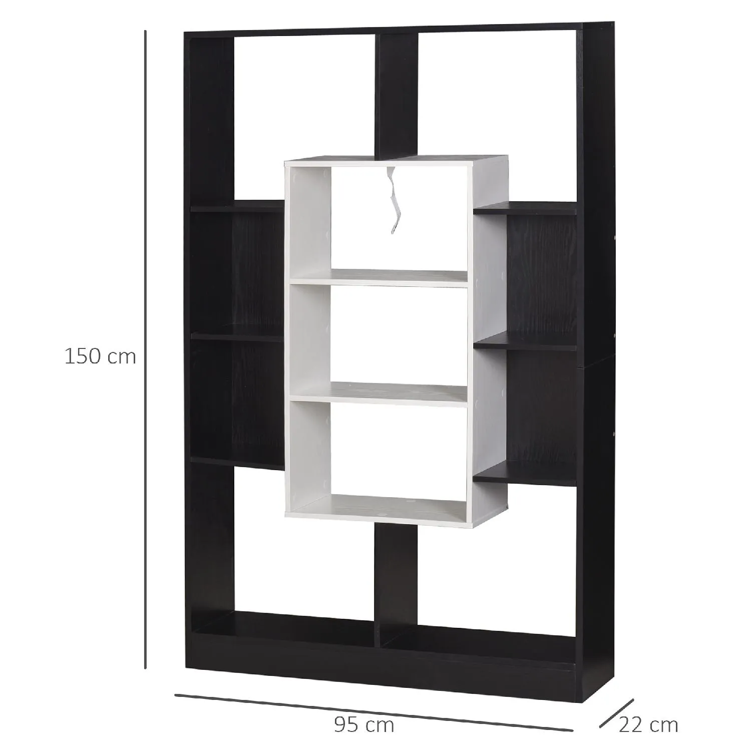 DecHome Libreria Scaffale 3 Ripiani 8 Cubi Design Antiriba ltamento In  Legno Bianco Nero - 833850BK