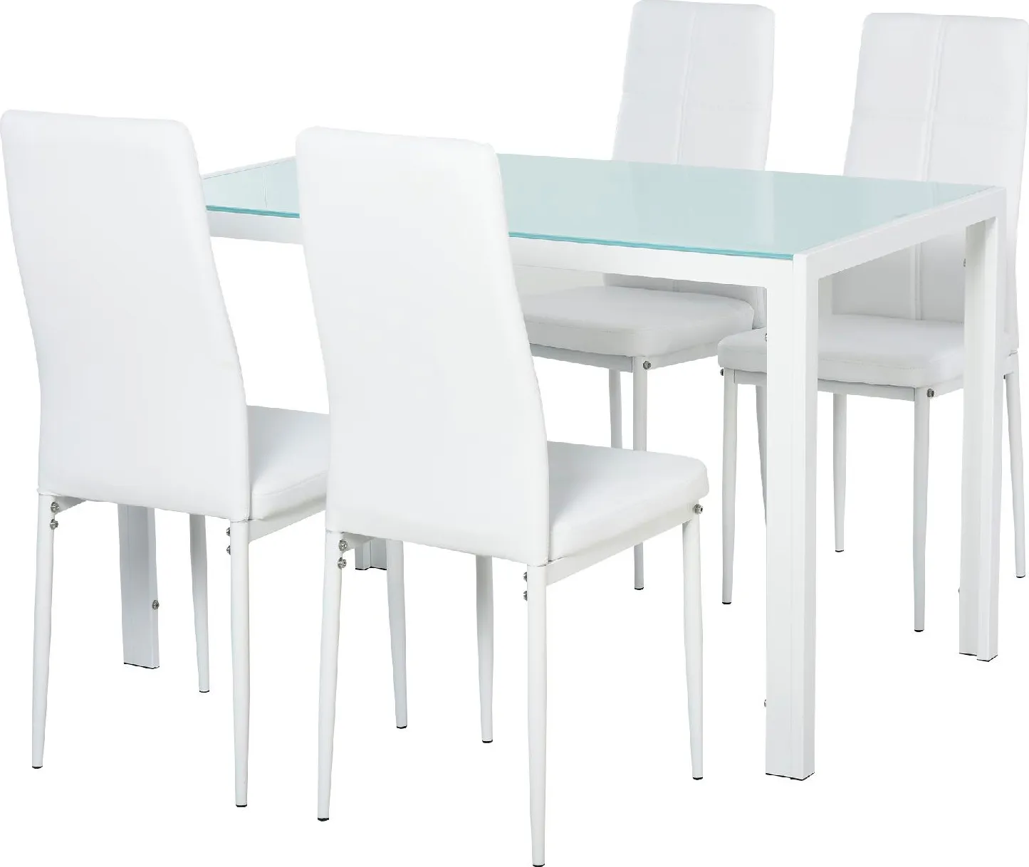 DecHome Set da Pranzo 4 Sedie Imbottite e 1 Tavolo 4 Persone Bianco -  835D55GT