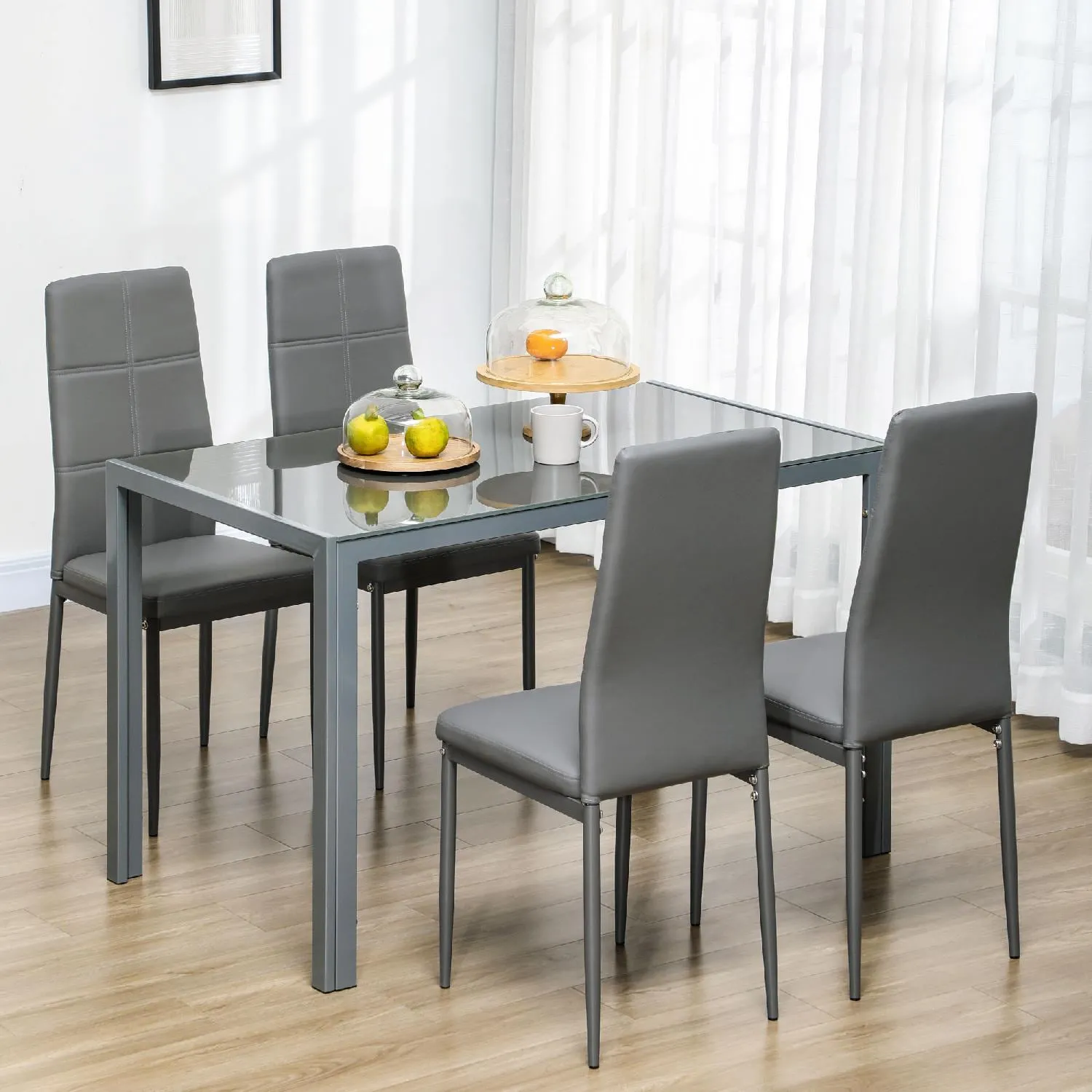 Set tavolo da pranzo con 8 sedie, tavoli da pranzo con sedie piano moderno  in vetro