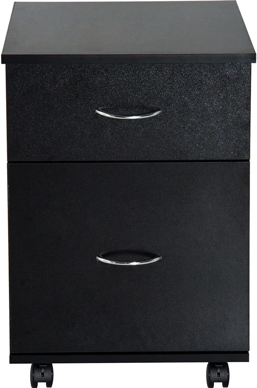 DecHome Cassettiera a Rotelle da Ufficio Salvaspazio In Legno 41x39x58 cm  Nero - 836038BK