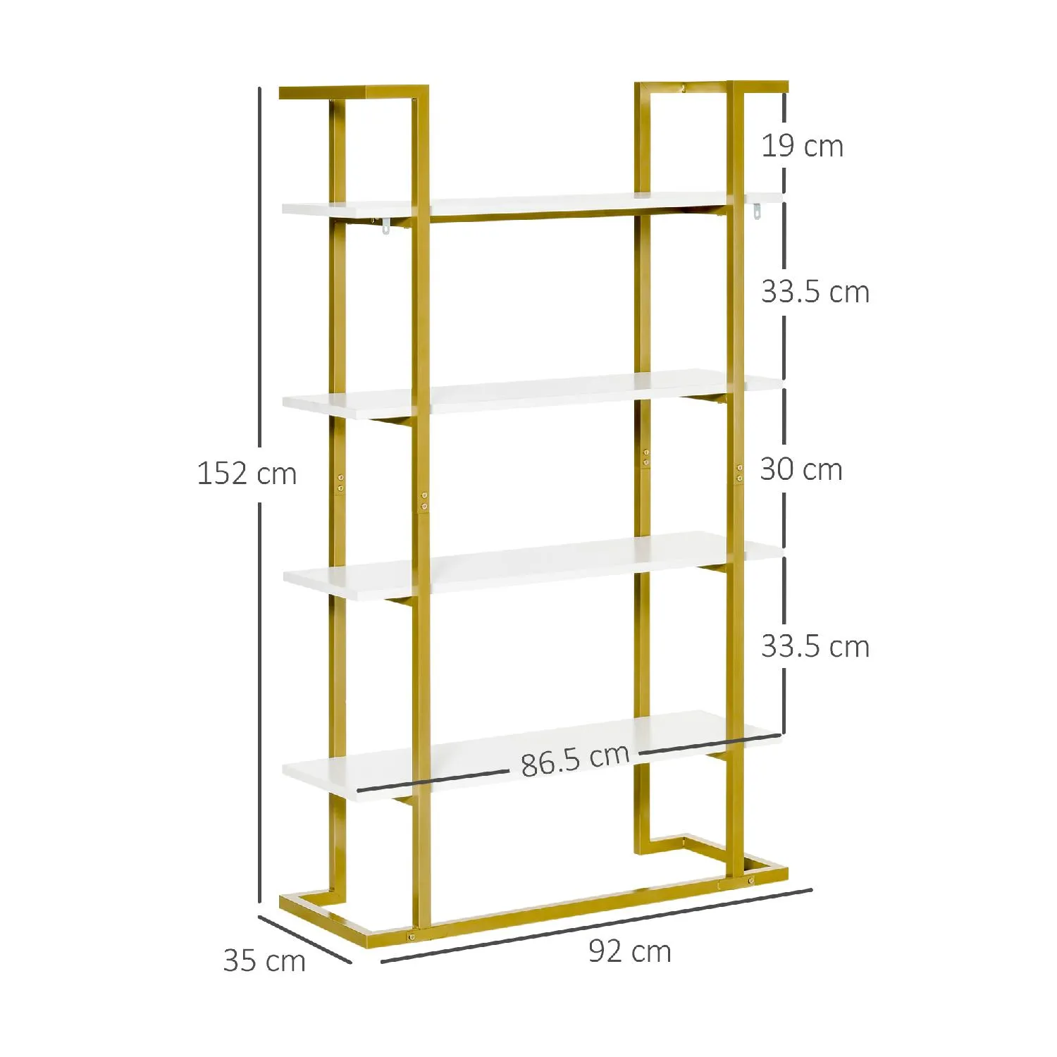 Libreria design 30 cm - metallo bianco - 4 livelli