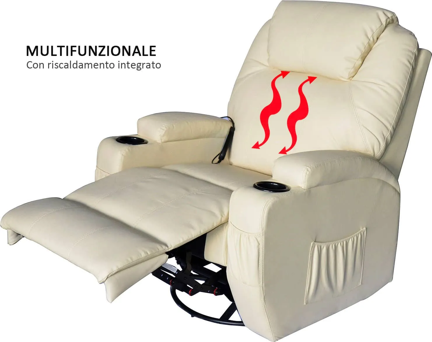 DecHome Poltrona Relax Reclinabile Poltrona Massaggiante Elettrica colore  Crema - AD0065