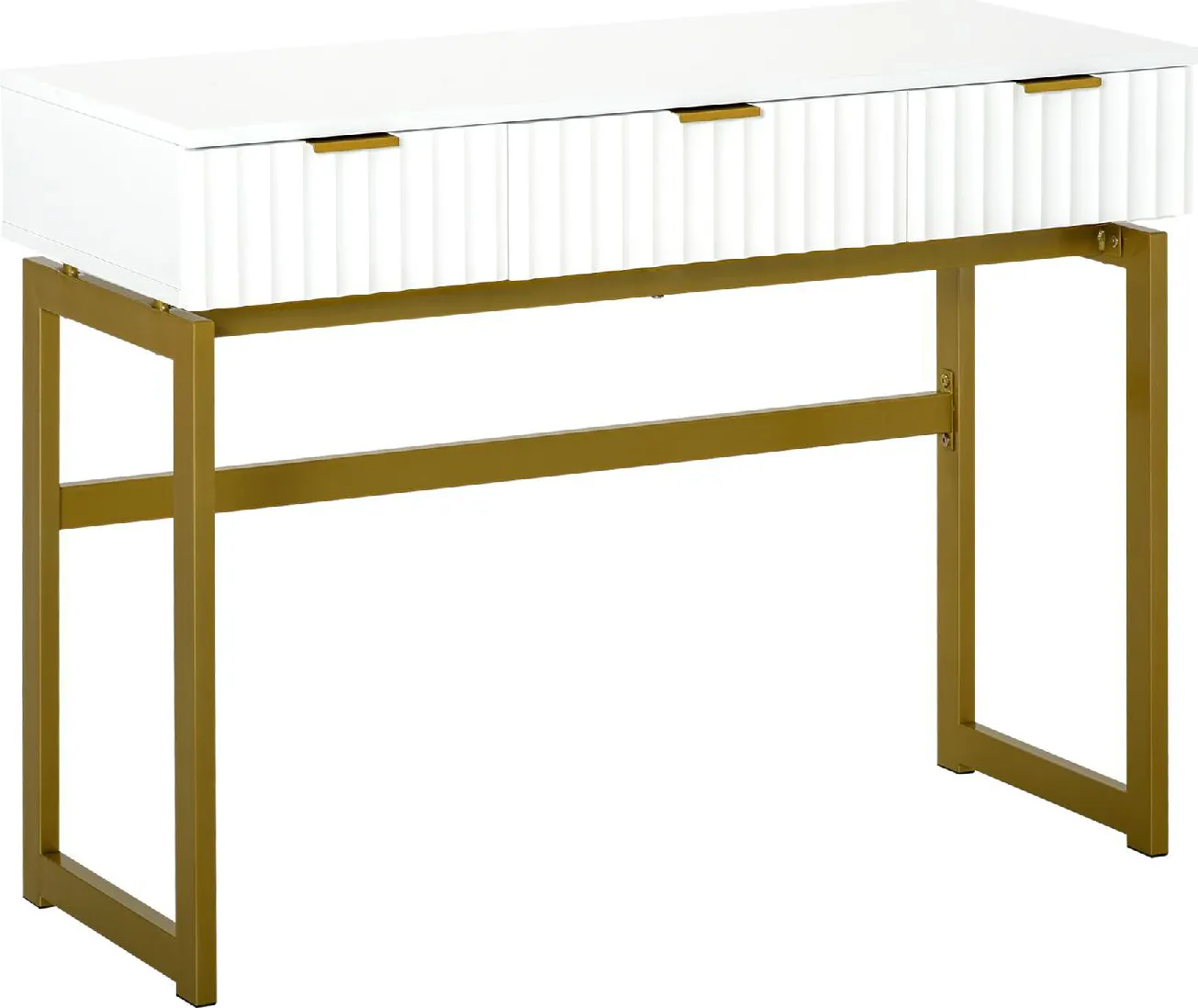 HOMCOM Toletta da Camera in MDF e Metallo, Tavolo per Trucco con 3 Cassetti  100x40x76cm Bianco e Oro Legno