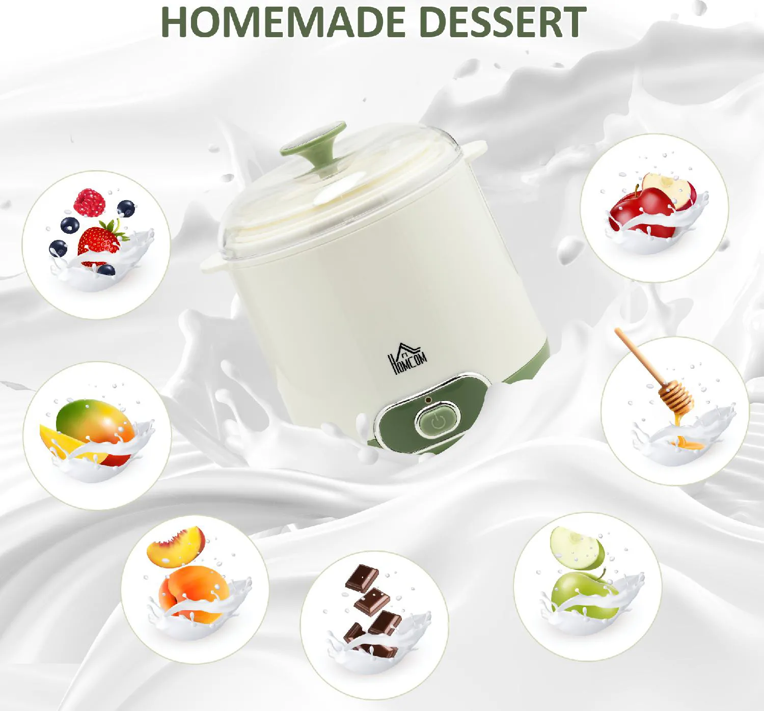 HOMCOM Yogurtiera 20W da 1.5L per 3-5 Persone con 2 Vasetti e