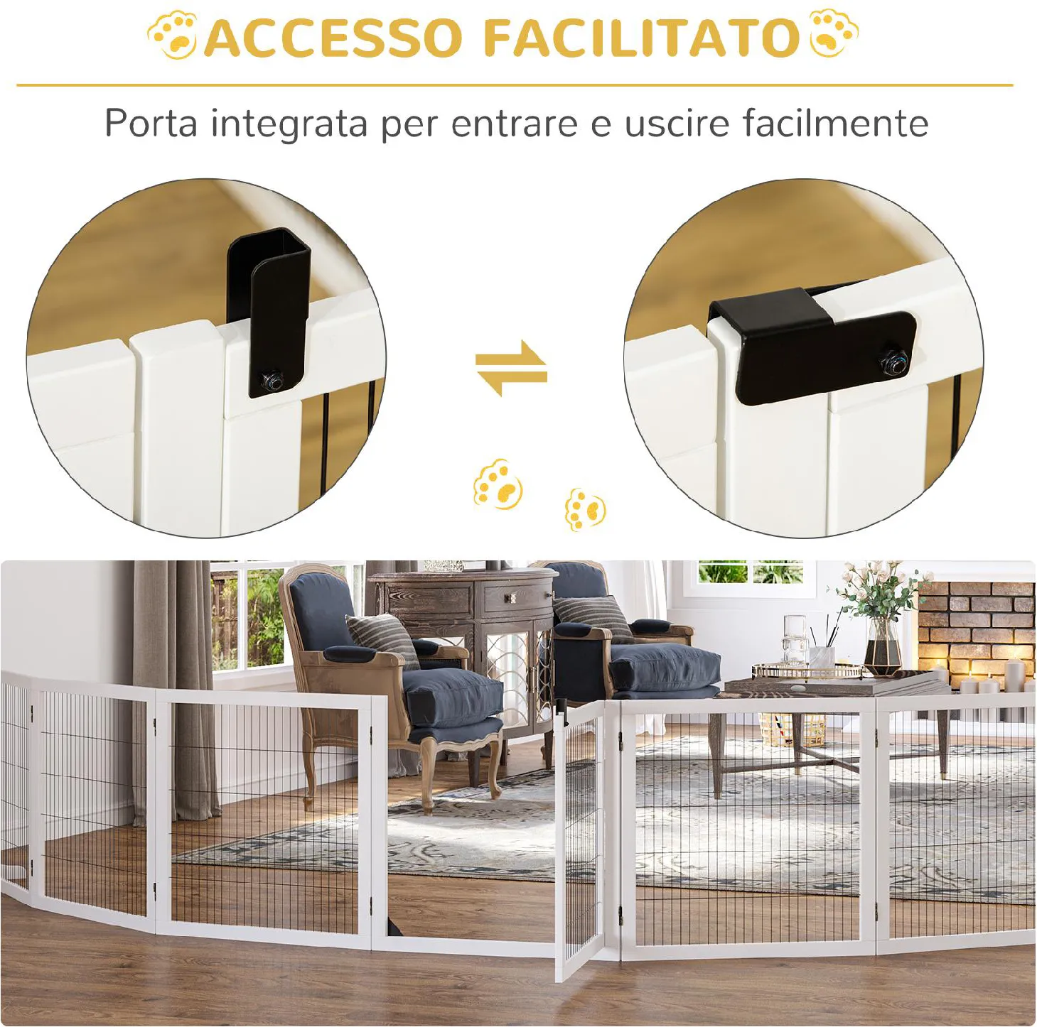 DecHome Cancelletto per Cani Estensibile in Legno e Acciaio da Interno  230x230x172 cm colore Blu - D0D038