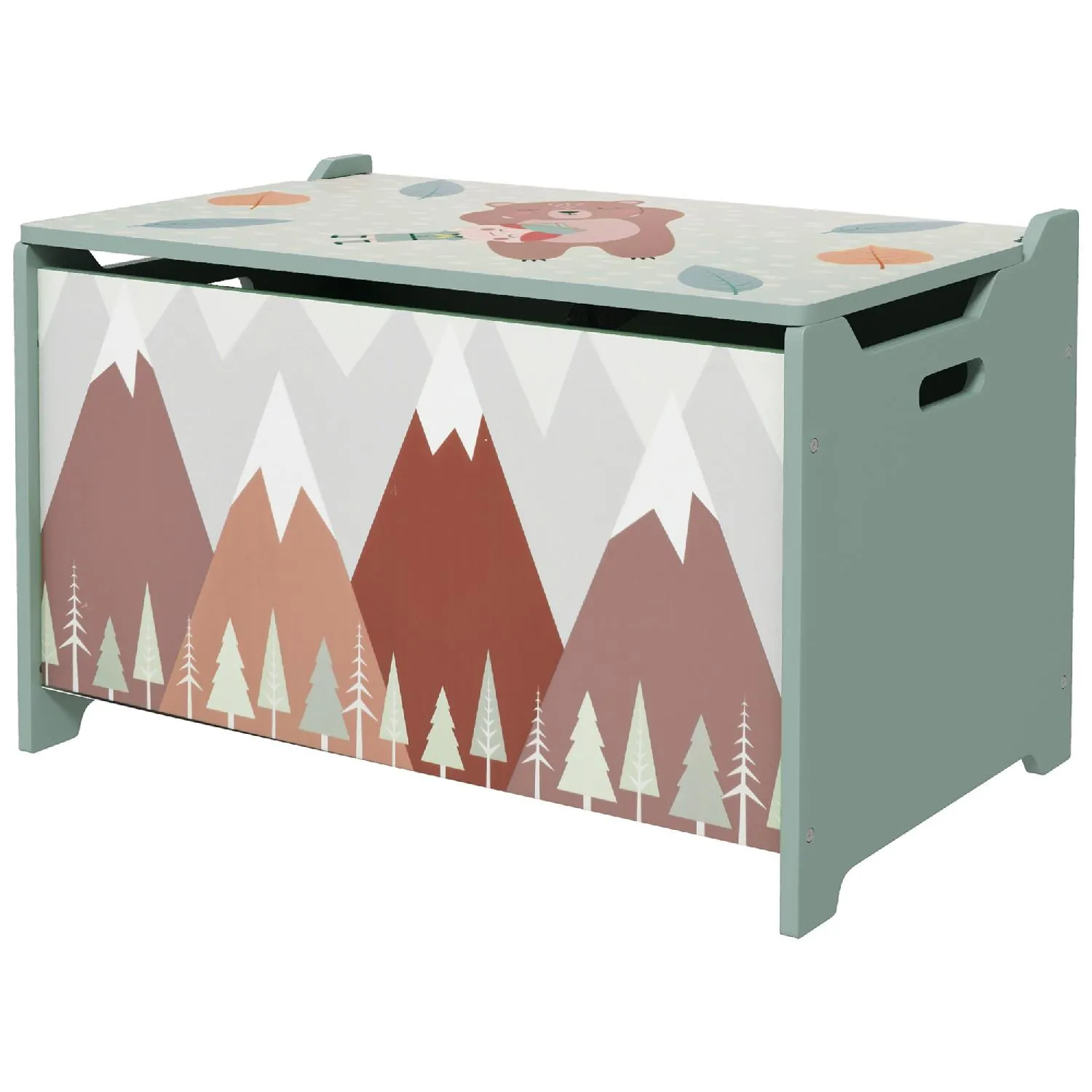 DecHome Baule Portagiochi per Bambini con Coperchio e Cerniera di Sicurezza  in MDF 60x37x39 cm colore Verde - 383DHGN