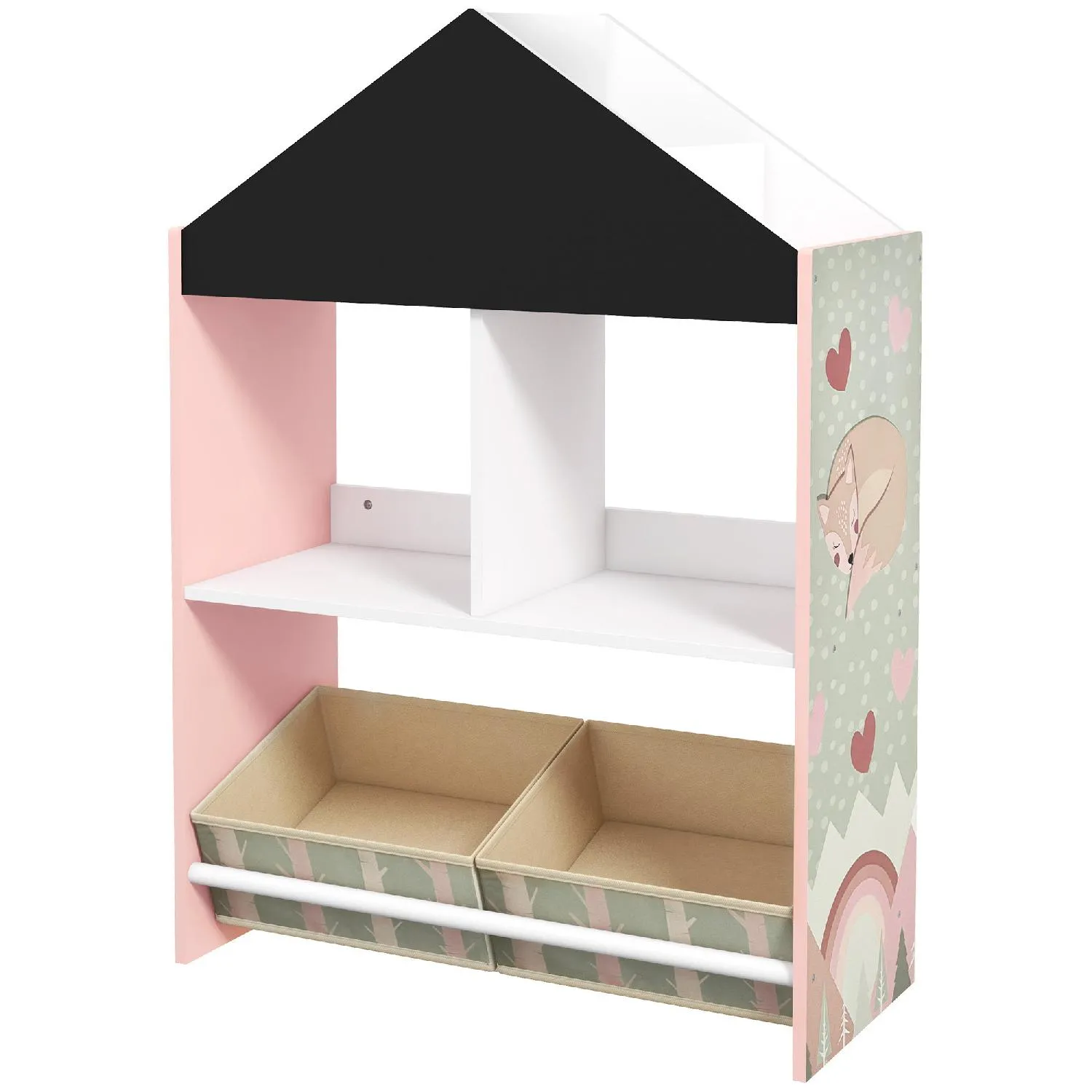 DecHome Scaffale Portagiochi per Bambini con Ripiani e Cassetti Rimovibili  colore Rosa - PK-31PK