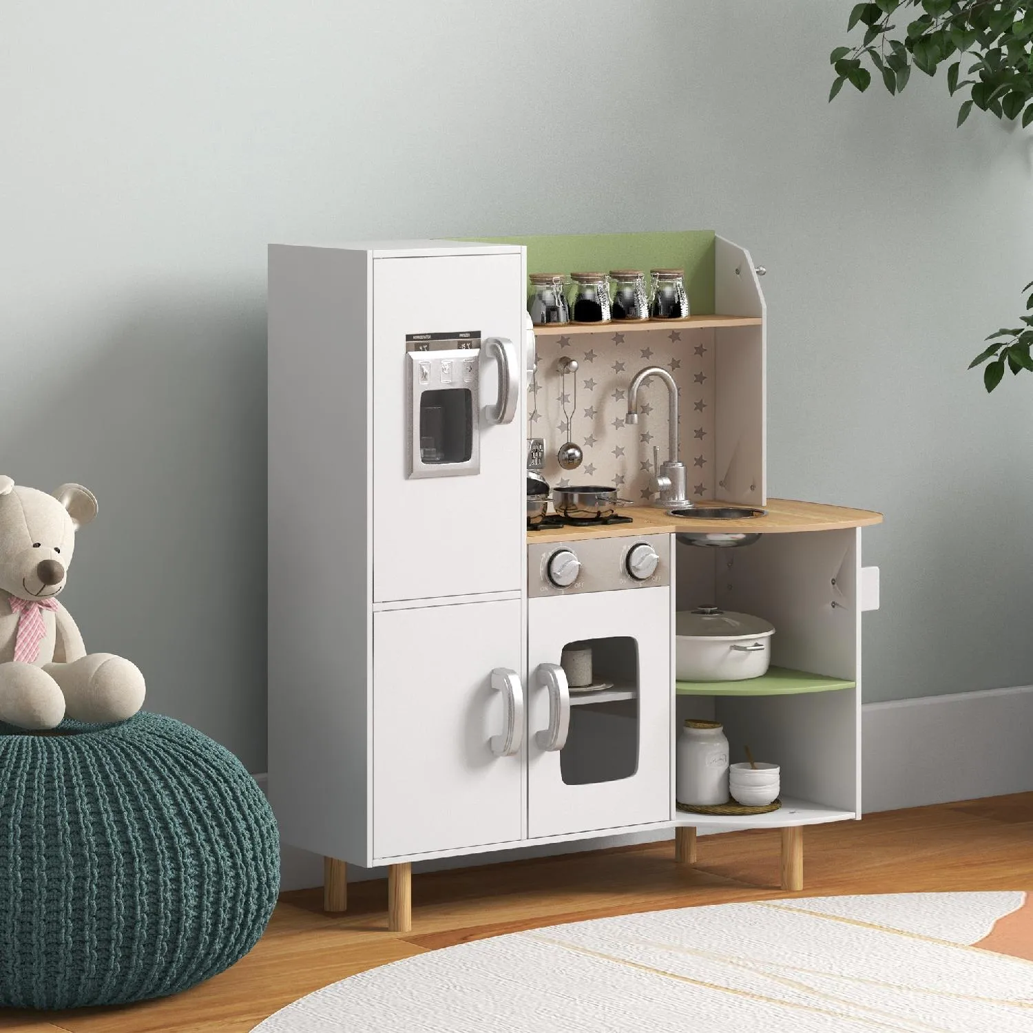 Cucina Giocattolo per Bambini in Legno Età 3+ - Bianco DecHome