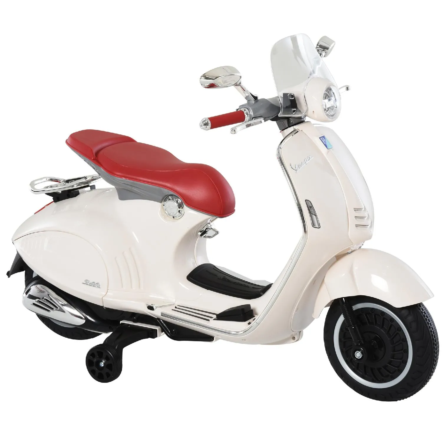 DecHome Moto Elettrica per Bambini con Licenza Ufficiale Vespa 2 Rotelle  Luci e Suoni 108x49x75 cm colore Bianca - 362DHWT