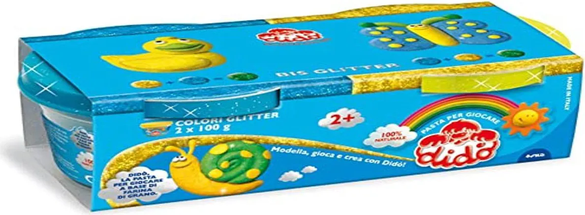 Dido Bis Glitter Barattolo 2x100 g Pasta Modellabile Gioco Creativo per  Bambini da 2+ Anni - 396701