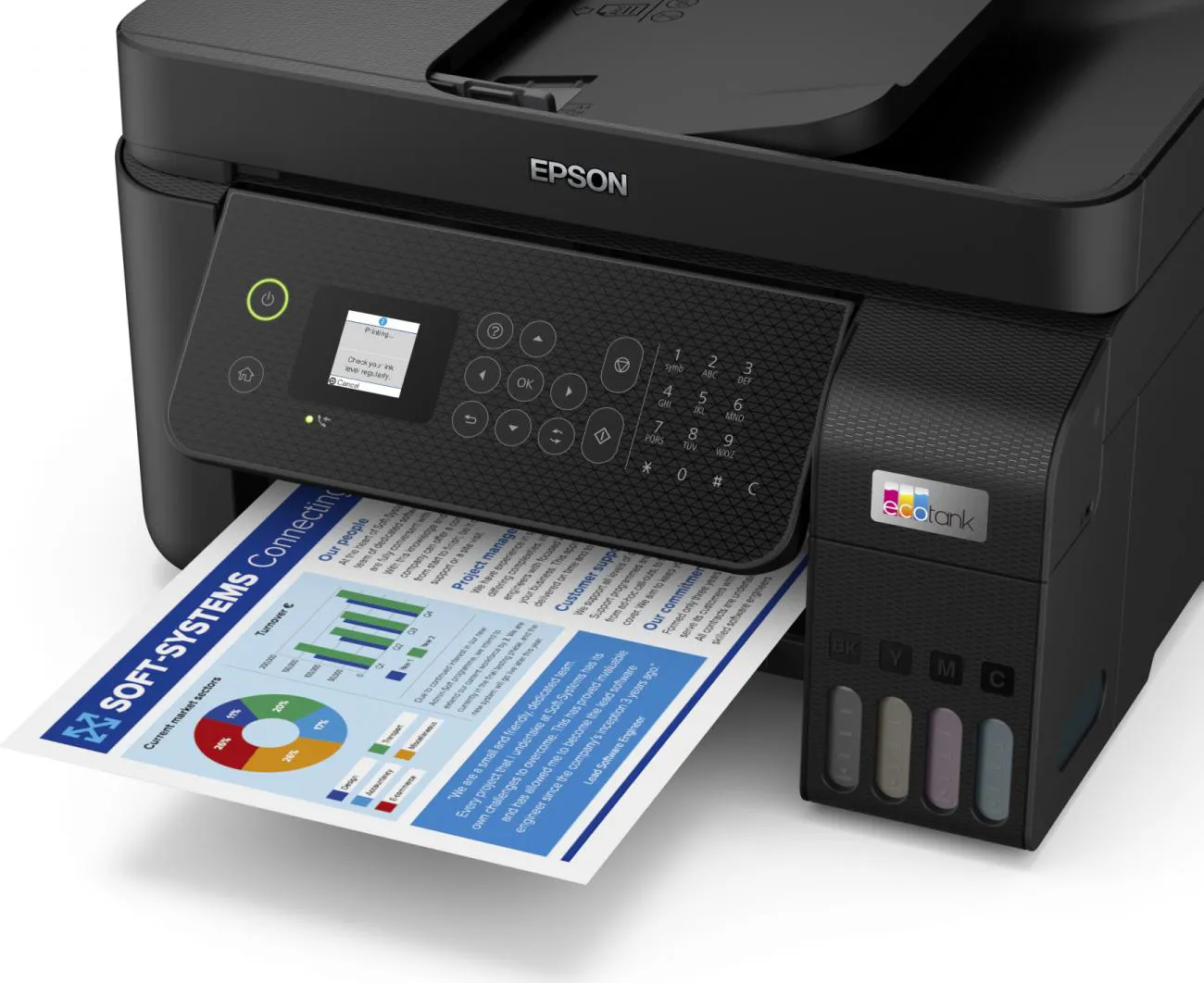 Epson Stampante Multifunzione A4 a Colori con ADF e fax: Stampa, copia,  scansione e fax - EcoTank ET-4800