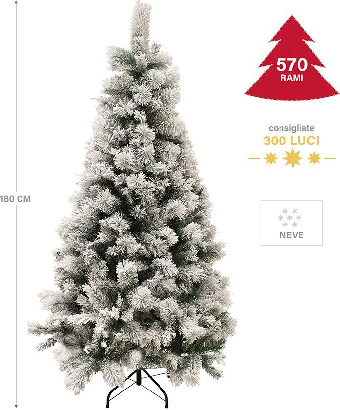 Galileo Albero di Natale Innevato h. 180 cm 570 rami Vienna - 2411802