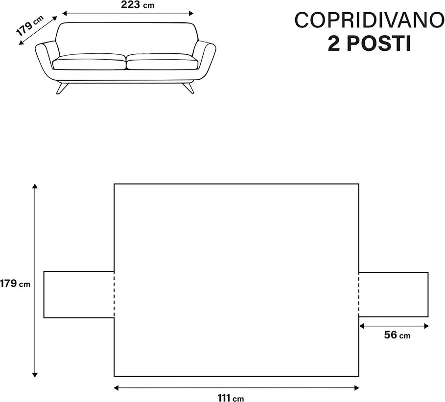 Galileo Copridivano 2 posti 223x179 cm antimacchia e traspirante 4 stagioni  decoro floreale Sibilla - 5904713