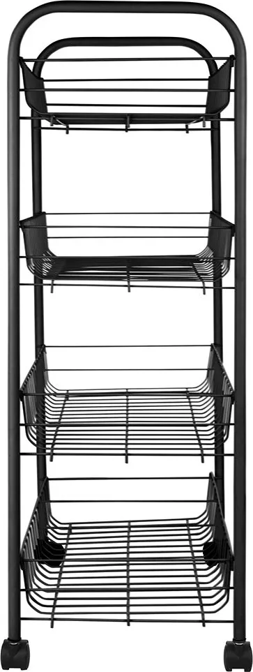 Carrello scaffale 41x26,5x75 cm in metallo da cucina con 4 ripiani e ruote