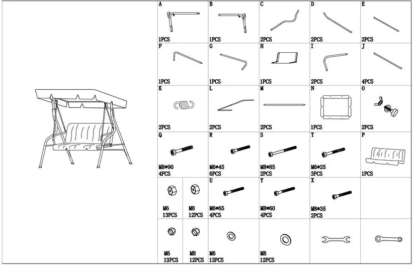 HOMEGARDEN Dondolo in Acciaio per Esterno da Giardino 170x110x153 cm