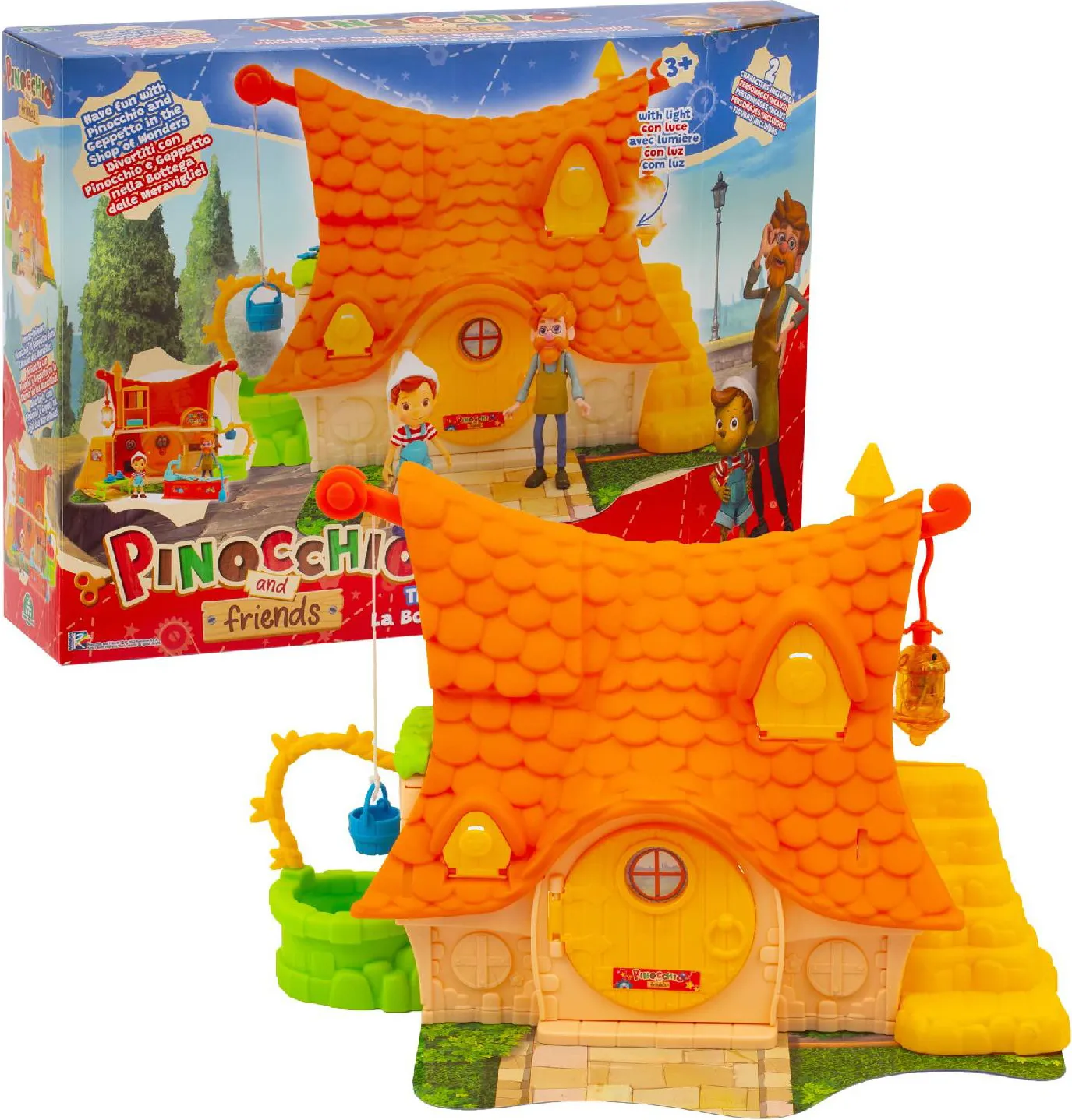 Giochi Preziosi Pinocchio Casa di Geppetto con 2 Personaggi Playset per  Bambini da 3+ Anni - G89SI0