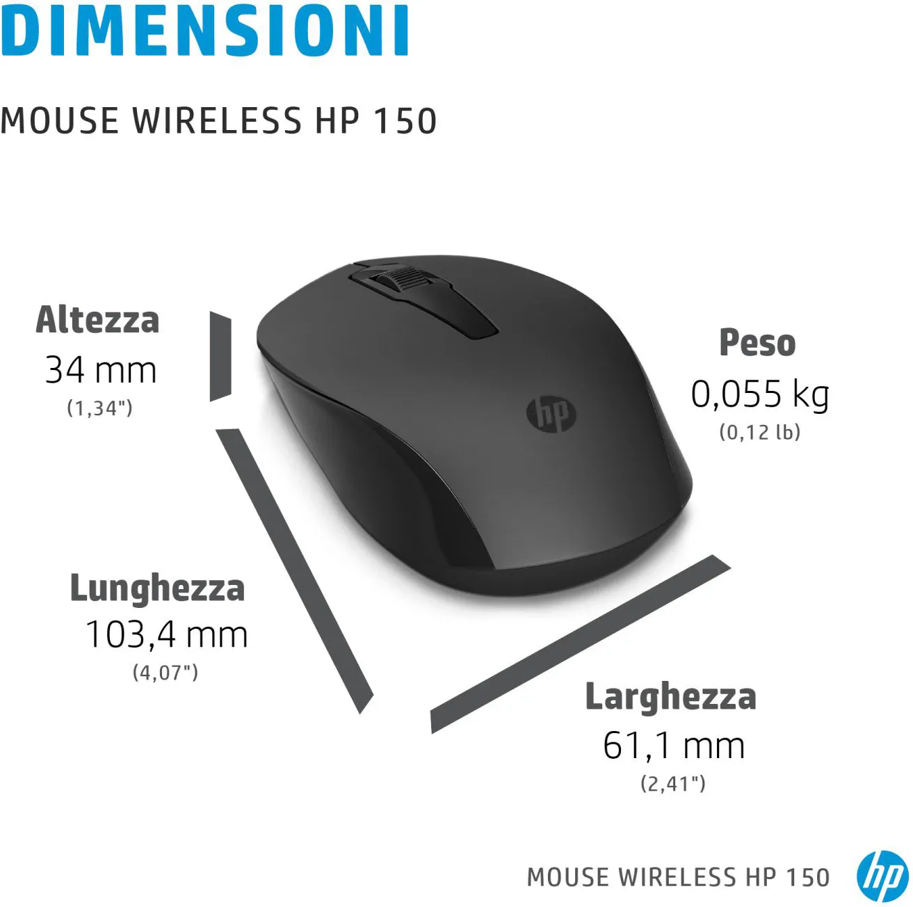 HP Mouse Wireless 150 - 2S9L1AA#ABB