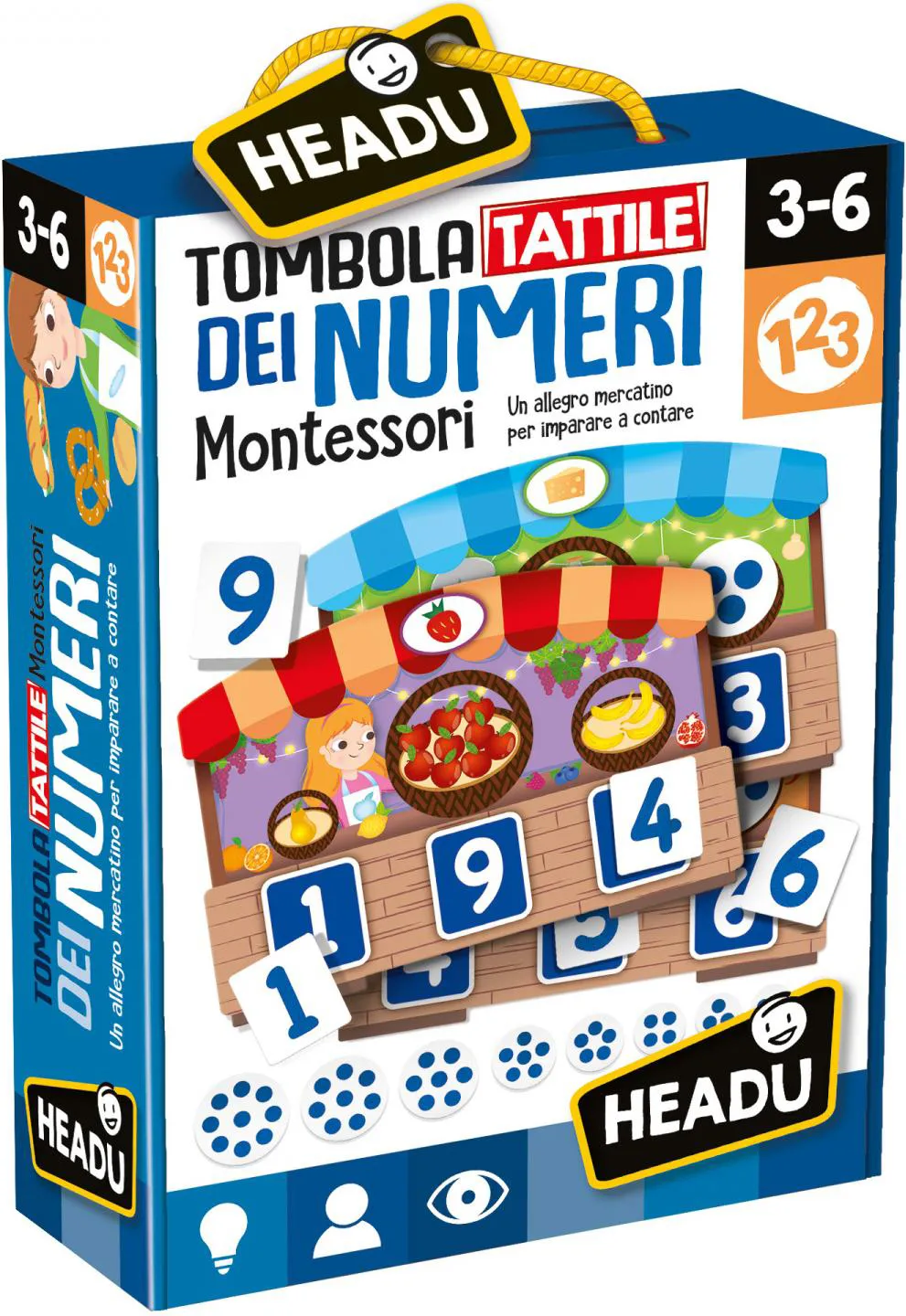 Headu Tombola Tattile dei Numeri Gioco Educativo Montessori per Bambini da  3+ Anni - IT20249