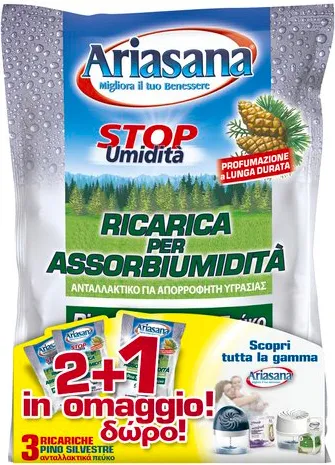 Henkel Ricarica Sale Assorbiumidità confezione 3 buste da 450 gr  profumazione Pino Ariasana - 2400732