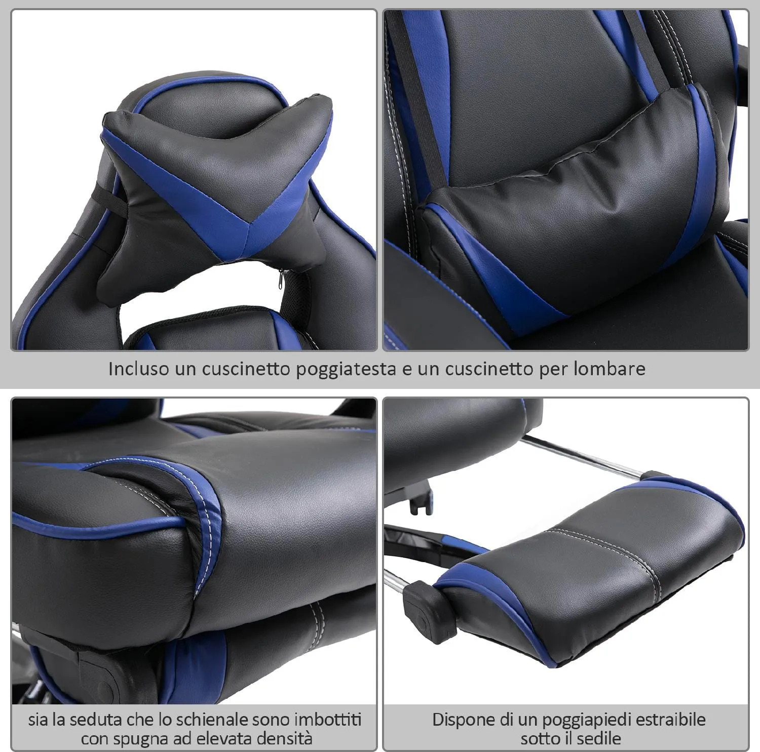 Icon Space Sedia Ergonomica da Ufficio con Rotelle In Ecopelle Blu e Nero -  5D11D0BU