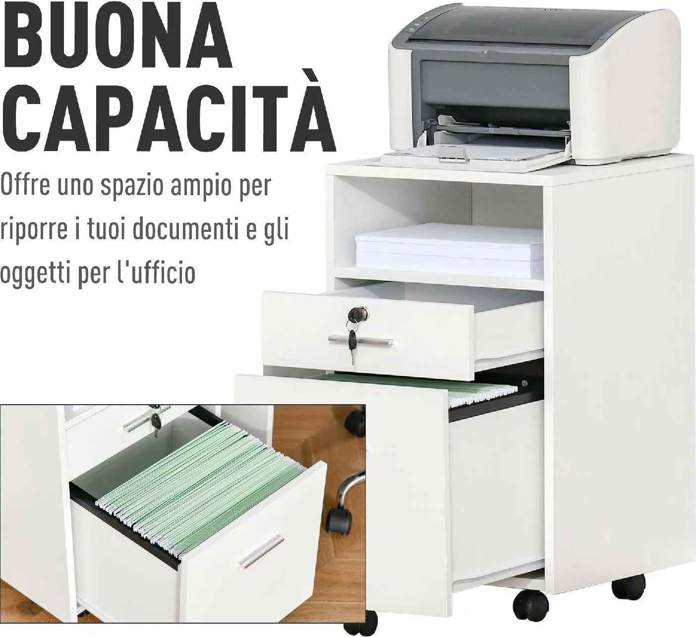 Cassettiera ufficio con porta documenti - Standard
