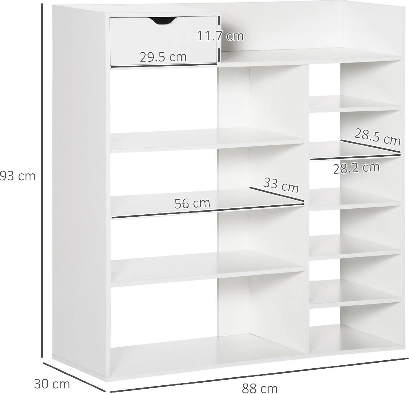 Il numero 1 del risparmio-SCARPIERA SALVASPAZIO CON 3 CASSETTI E 2 RIPIANI  INTERNI 70X23.5X122 CM BIANCO