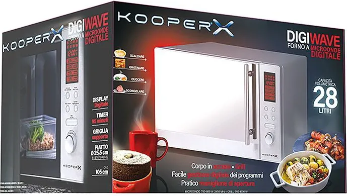 Kooper Forno Microonde Combinato con Grill Capacità 28 Litri Potenza 1250  Watt colore Argento - 2192114