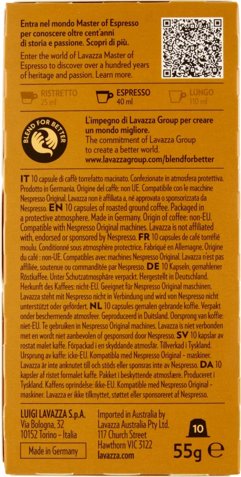 LAVAZZA Capsule Caffè Compatibili Nespresso Qualità Oro Confezione da 10 pz  - 7001