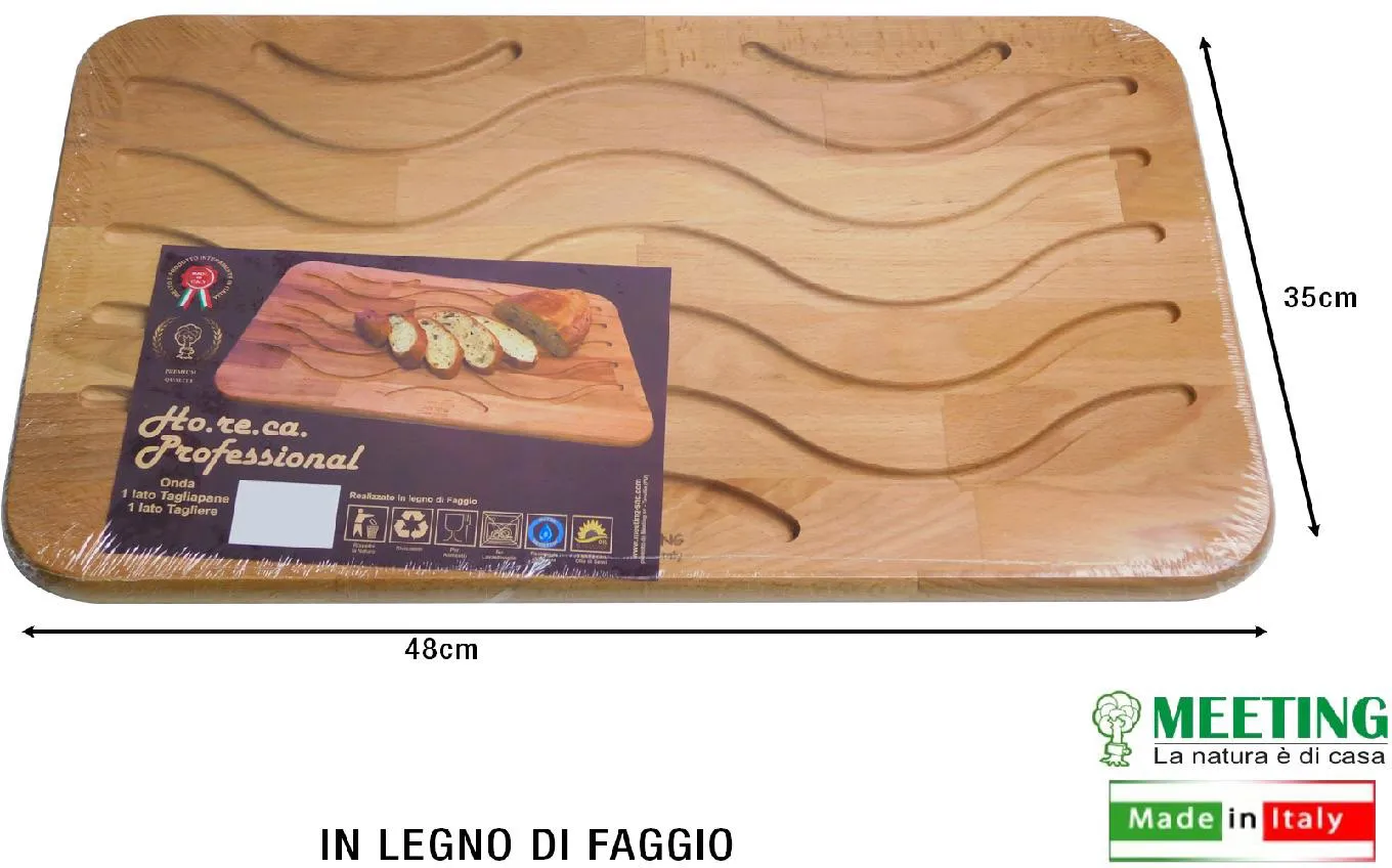 Meeting Tagliere Tagliapane Onda Legno cm 48x35 Massello di Faggio - 1726