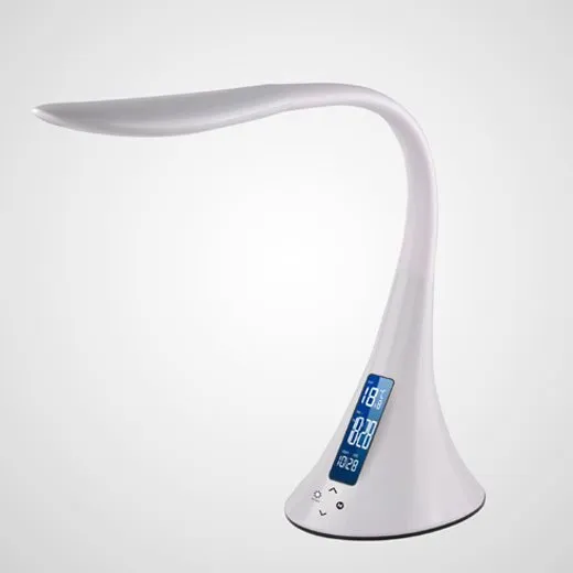 NEW MAJESTIC Lampada LED da Tavolo con Orologio Sveglia Calendario e  Termometro 2 USB per Ricarica Smartphone/Tablet colore Bianco - LL-406