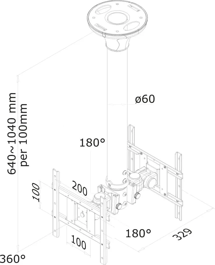 Newstar Supporto TV da Soffitto Staffa TV Peso Max 20 kg per