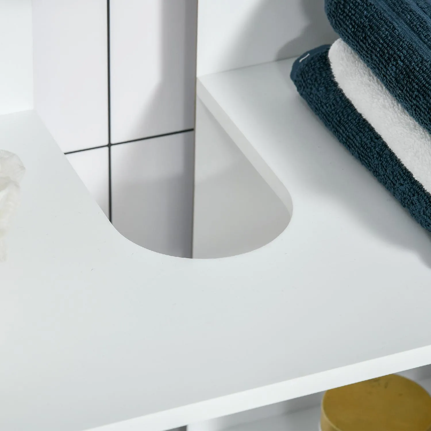 Nova Deco Mobile Sotto Lavabo Bagno a U con 2 Ante e Ripiano Interno  Regolabile 60x30x60cm