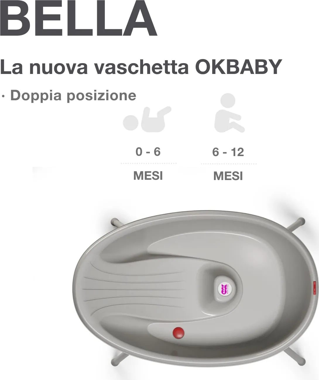 Okbaby Kit Vaschetta Bella e Cavalletto di Supporto - per il Bagnetto del  Neonato 0-12 Mesi - Vaschetta Grigia - 925 23